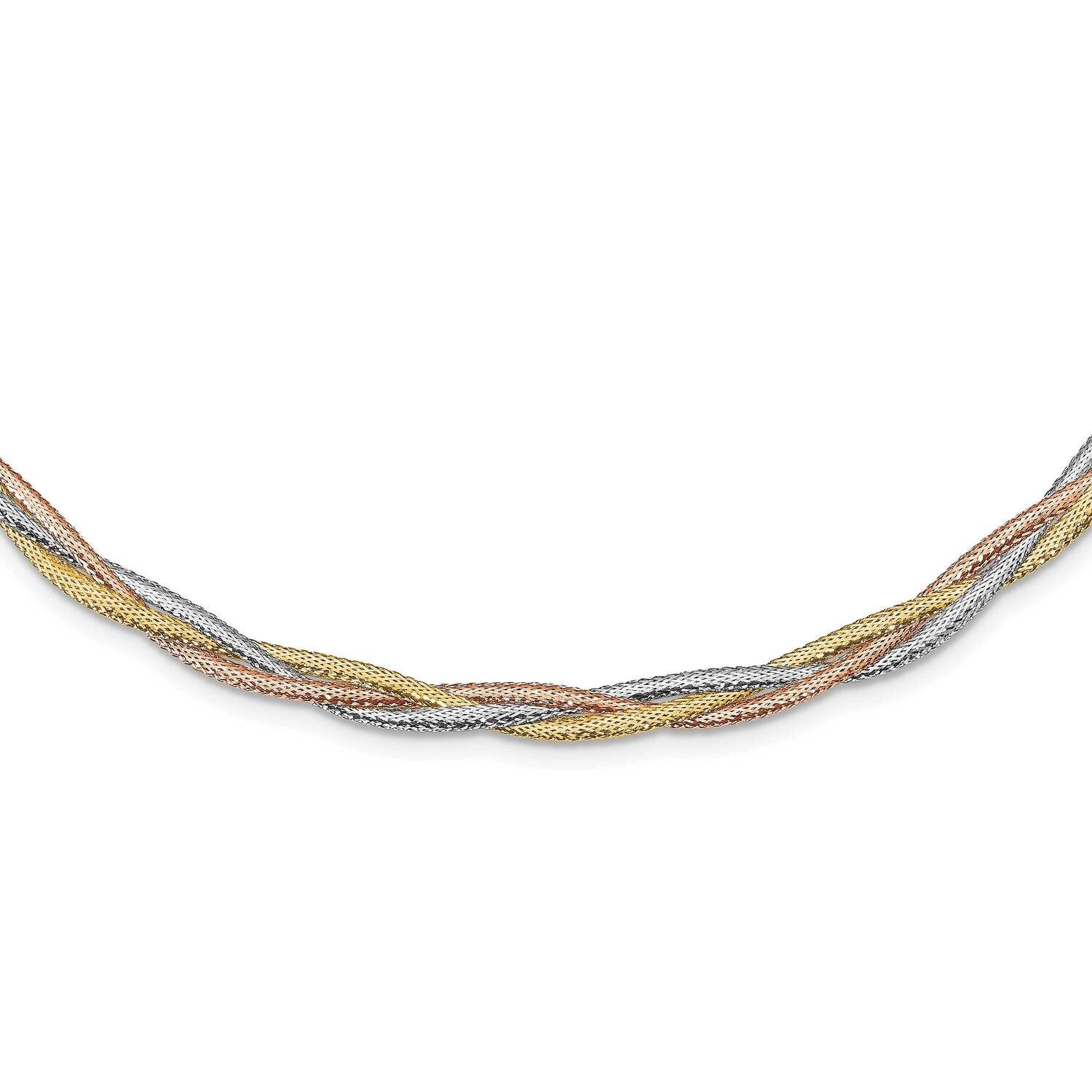 Polished Textured Stretch Necklace 14k Tri-color Gold HB-LF1336-17.75