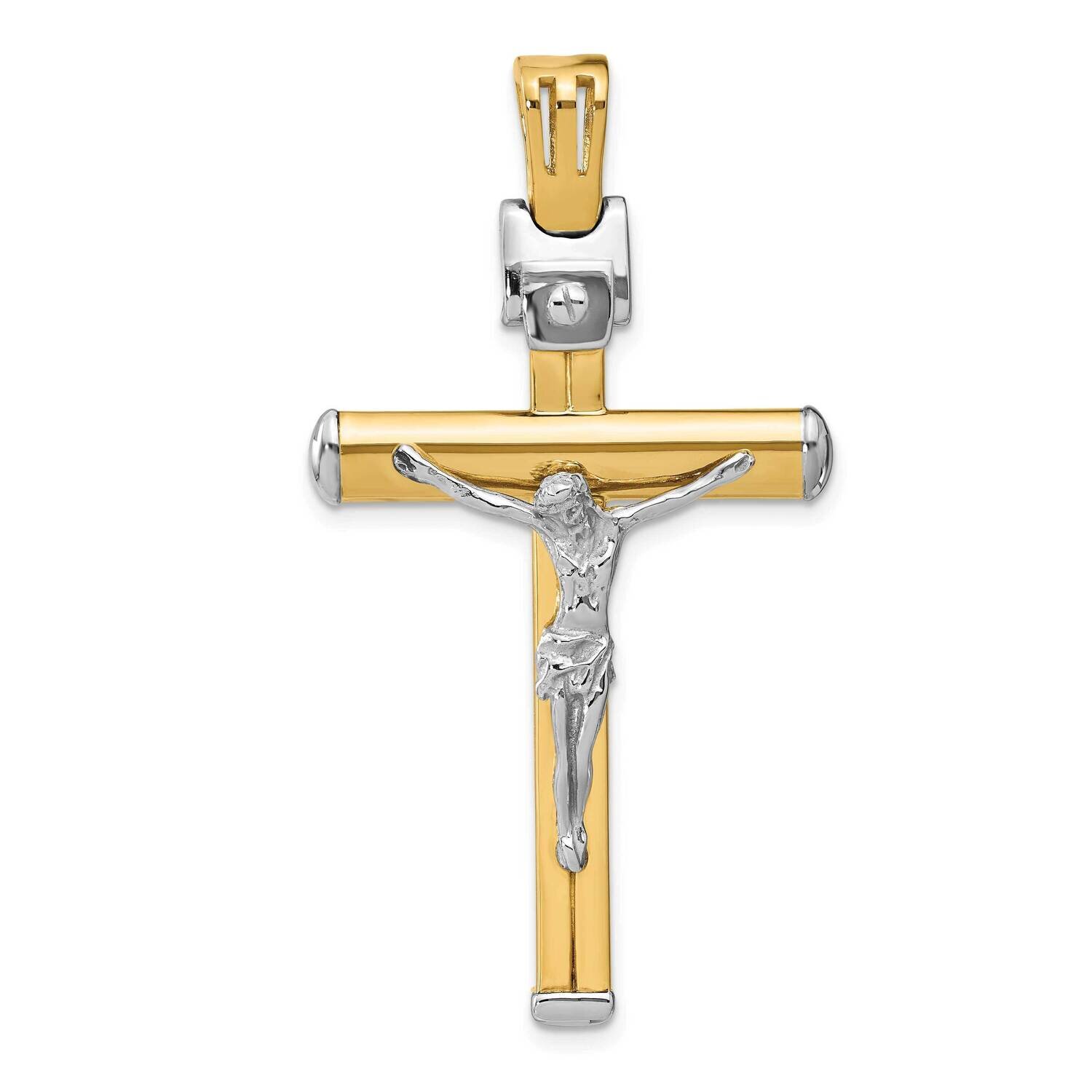 Crucifix Pendant 14k Two-tone Gold Polished HB-LF1361