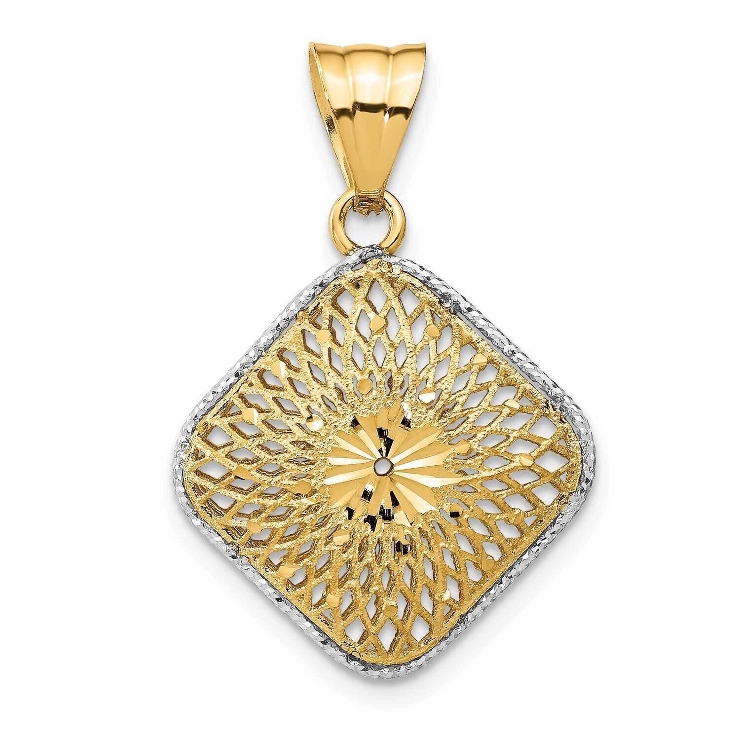 Leslie&#39;s Diamond-cut Filigree Square Pendant 14k Gold Rhodium-plated HB-LF1368, MPN: LF1368, 196904…