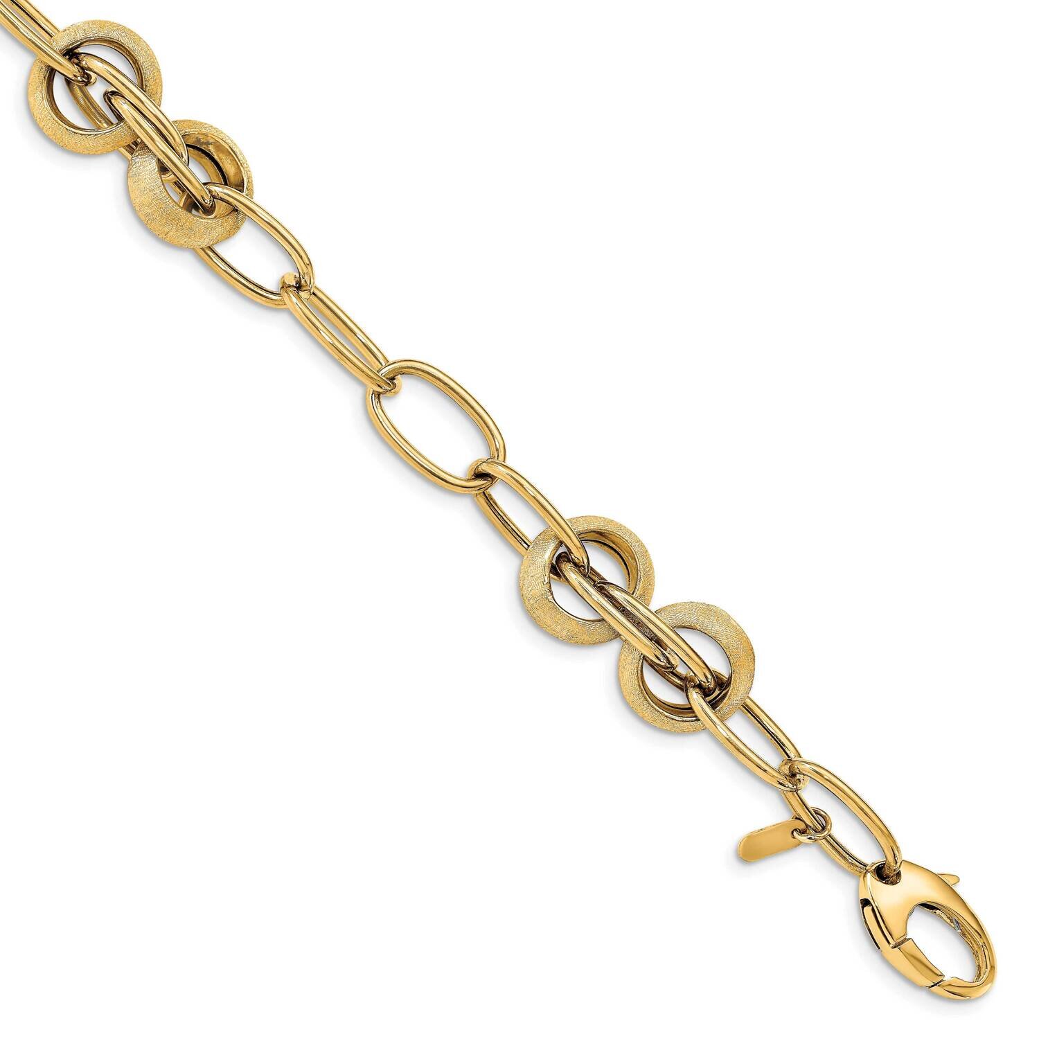 Leslie&#39;s Textured Fancy Link Bracelet 14k Gold Polished HB-LF1370-7.75, MPN: LF1370-7.75, 191101744…