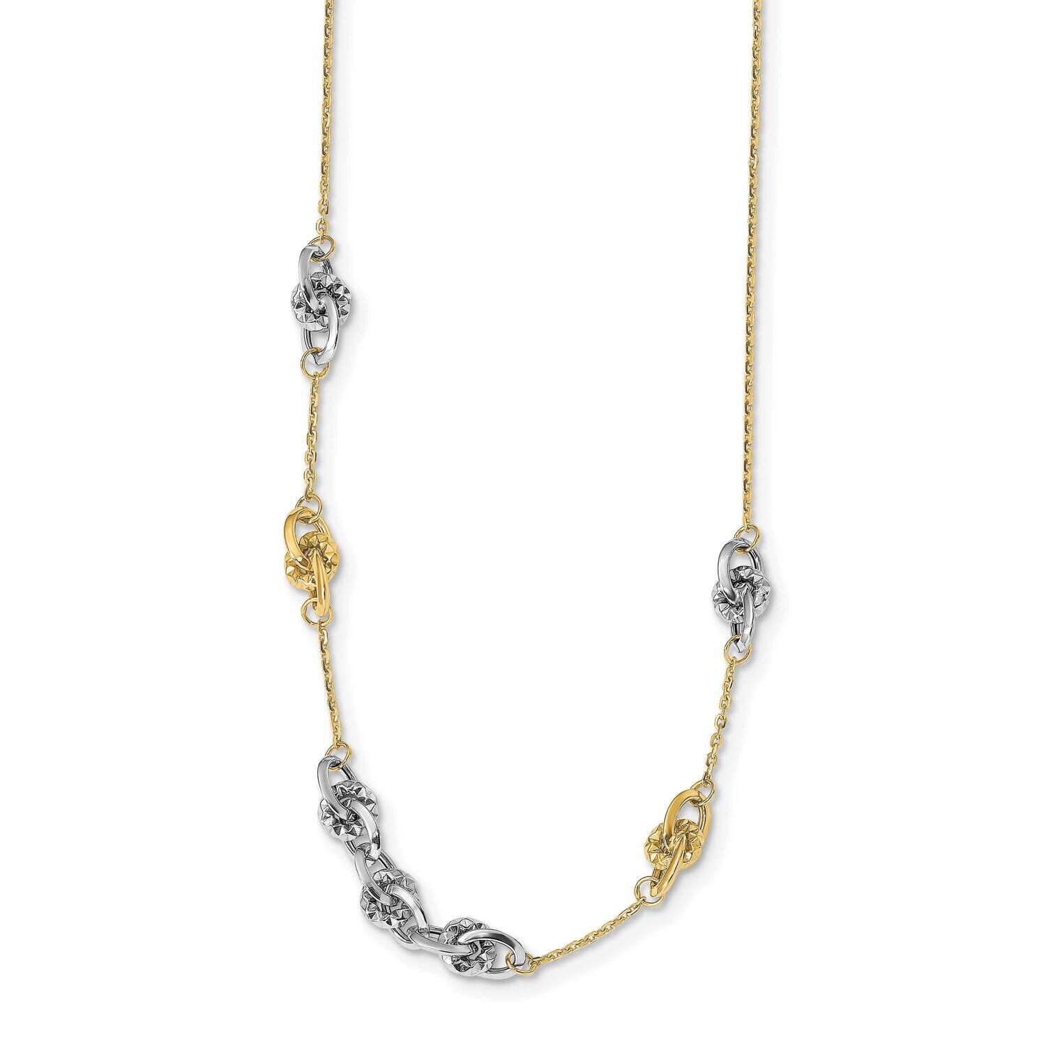 Leslie&#39;s Diamond-cut with 1.25 Inch Extender Necklace 14k Two-tone Gold Polished HB-LF1376-16.75, M…
