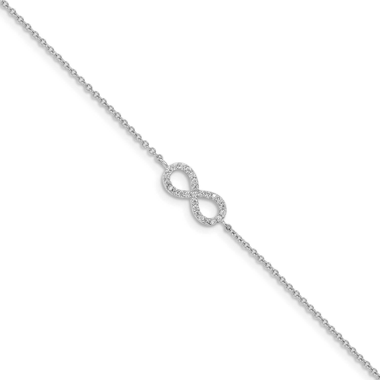 CZ Diamond Infinity Symbol 7 Inch with 1 Inch Extender Bracelet Sterling Silver Rhodium-plated QCM1084-7