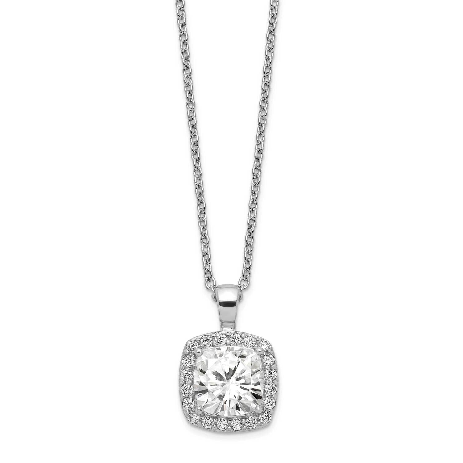 CZ Diamond Square 18 Inch Necklace Sterling Silver Rhodium Plated QCM1251-18, MPN: QCM1251-18, 1911…