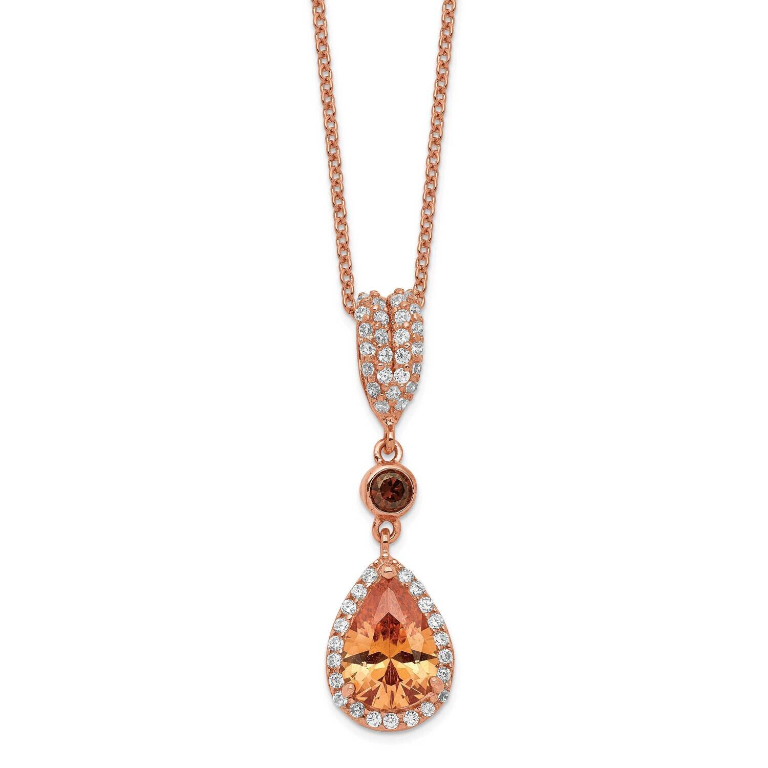 Rose Gold Plated Multicolored CZ Diamond 18.5 Inch Necklace Sterling Silver QCM1386-18.5, MPN: QCM1…