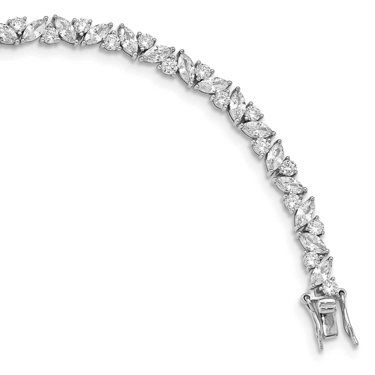 Brilliant & Marquise Cut CZ Diamond 7.25 Inch Bracelet Sterling Silver Rhodium-plated QCM1443-7.25
