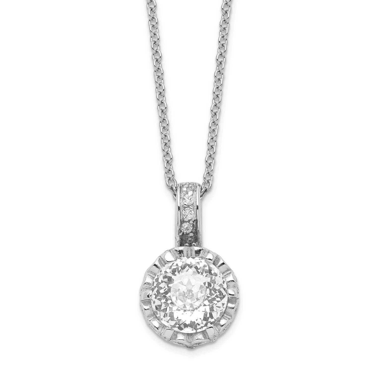 100-facet CZ Diamond 18 Inch Necklace Sterling Silver Rhodium Plated QCM183-18