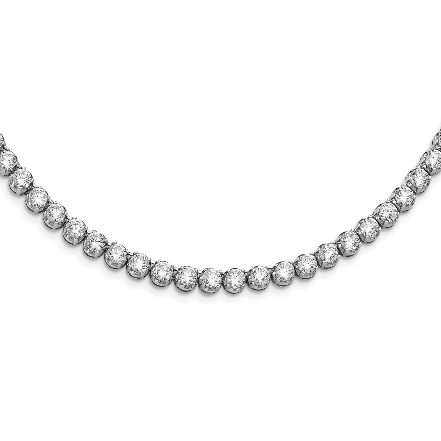 CZ Diamond 18 Inch Necklace Sterling Silver Rhodium Plated QCM675-18, MPN: QCM675-18, 191101186509