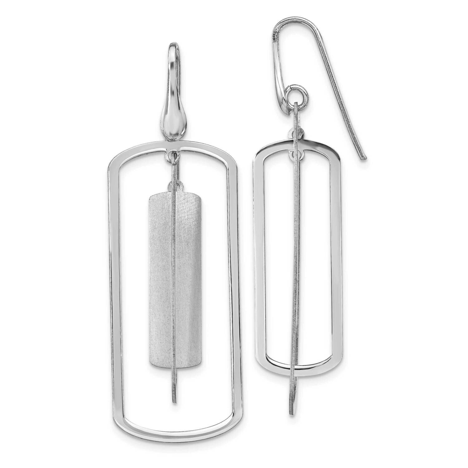 Polished & Brushed Dangle Earrings Sterling Silver Rhodium-plated HB-QLE1317
