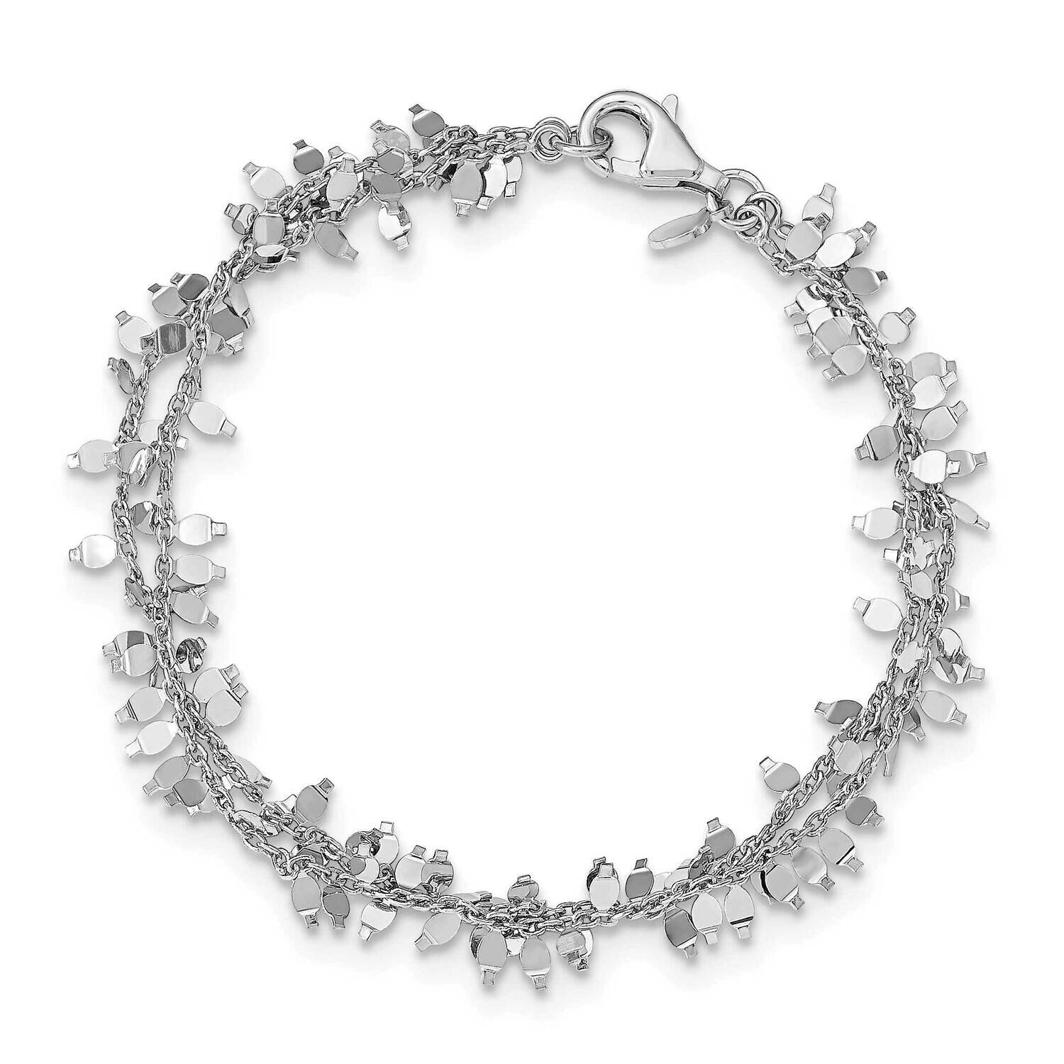 Multi-strand Bracelet Sterling Silver Rhodium-plated HB-QLF1104-7.5