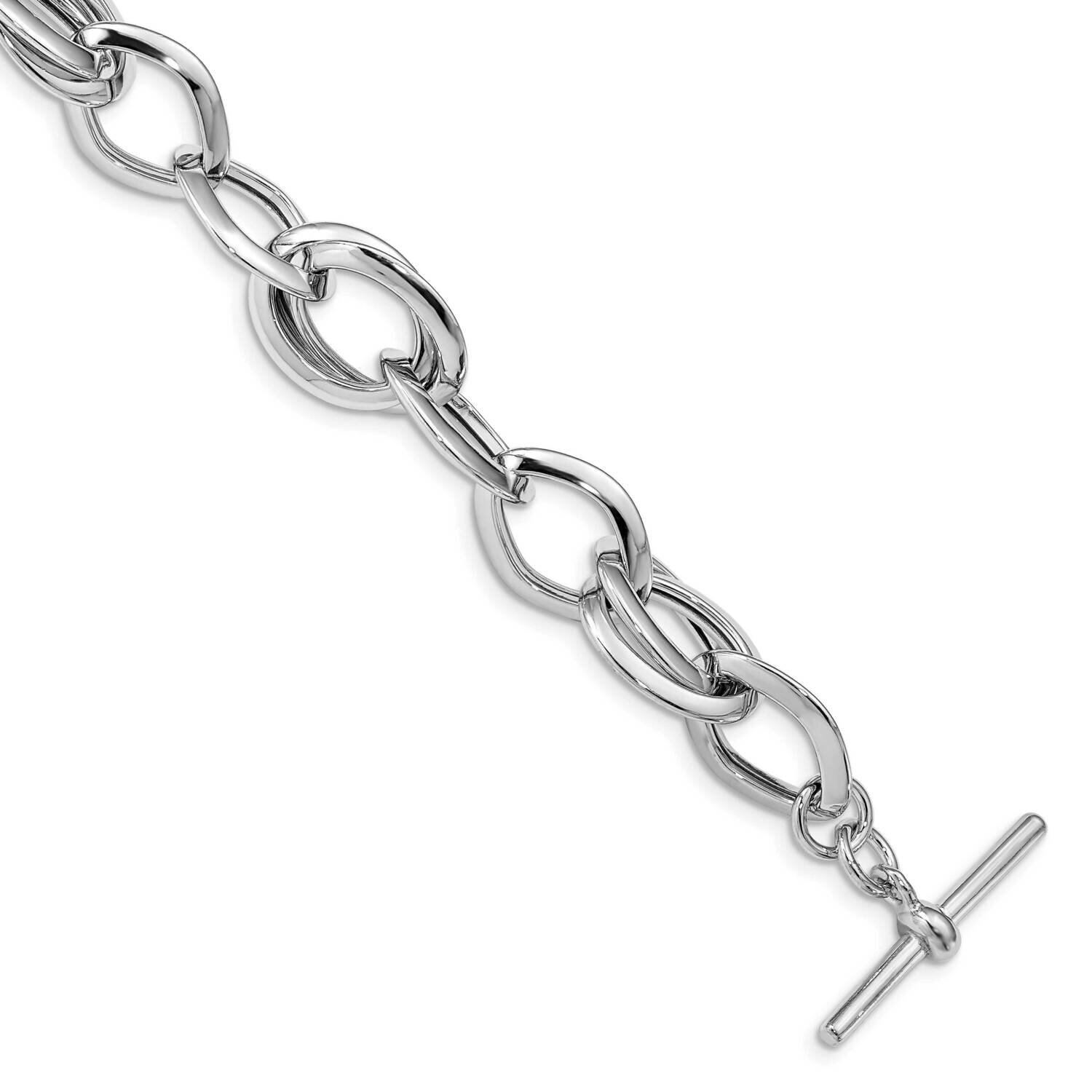 Leslie&#39;s Polished Fancy Link Bracelet Sterling Silver Rhodium-plated HB-QLF1137-8, MPN: QLF1137-8, …