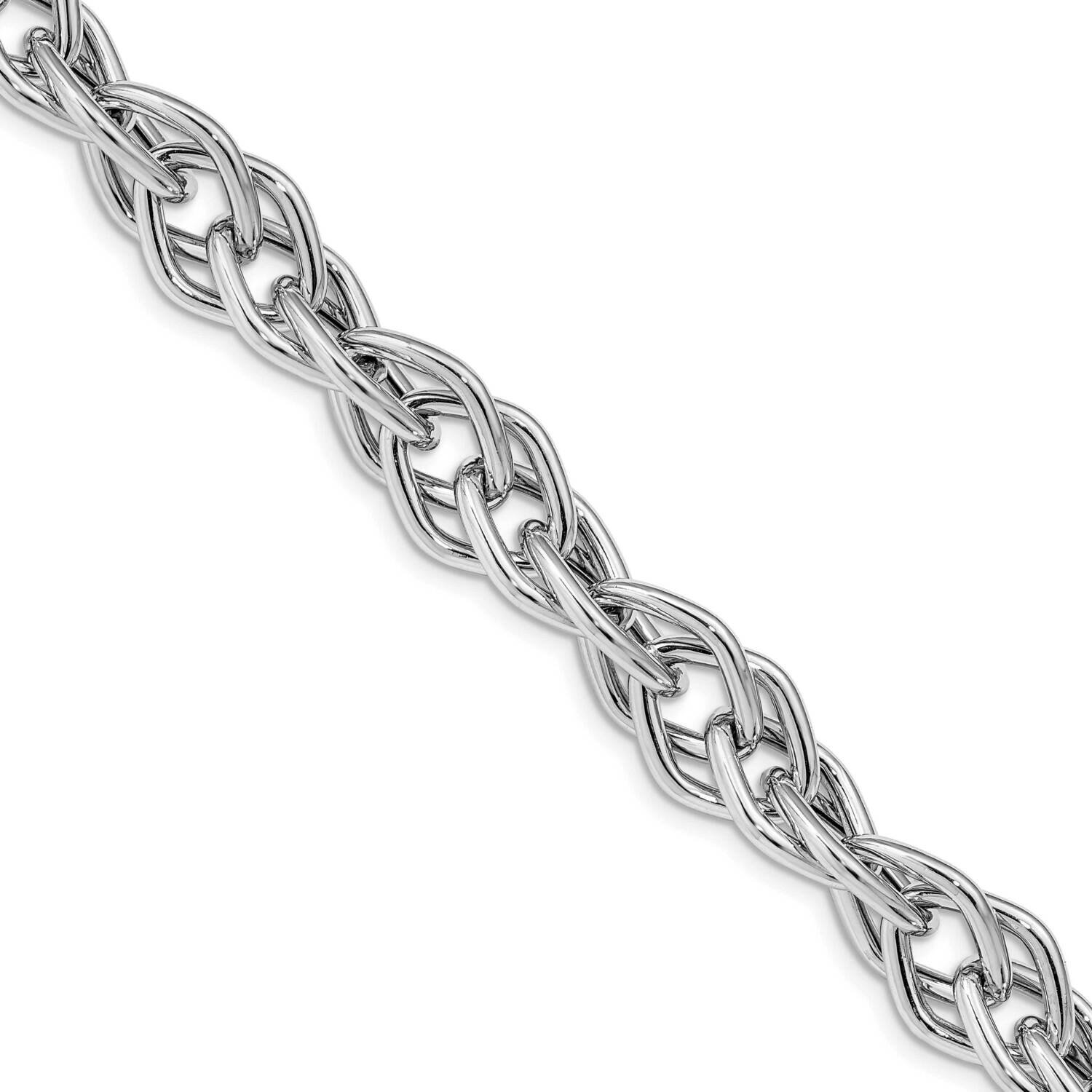 Polished Fancy Link Bracelet Sterling Silver Rhodium-plated HB-QLF1138-7.5