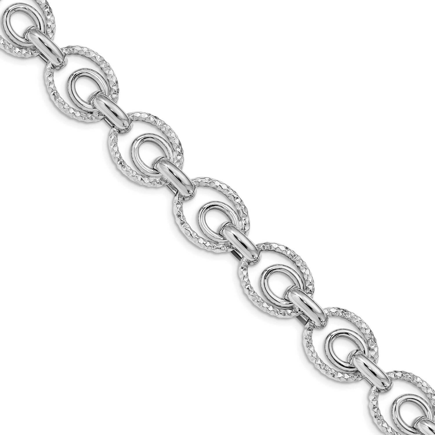 Leslie&#39;s Diamond-cut Polished with .5 Inch Extender Bracelet Sterling Silver Rhodium-plated HB-QLF1…