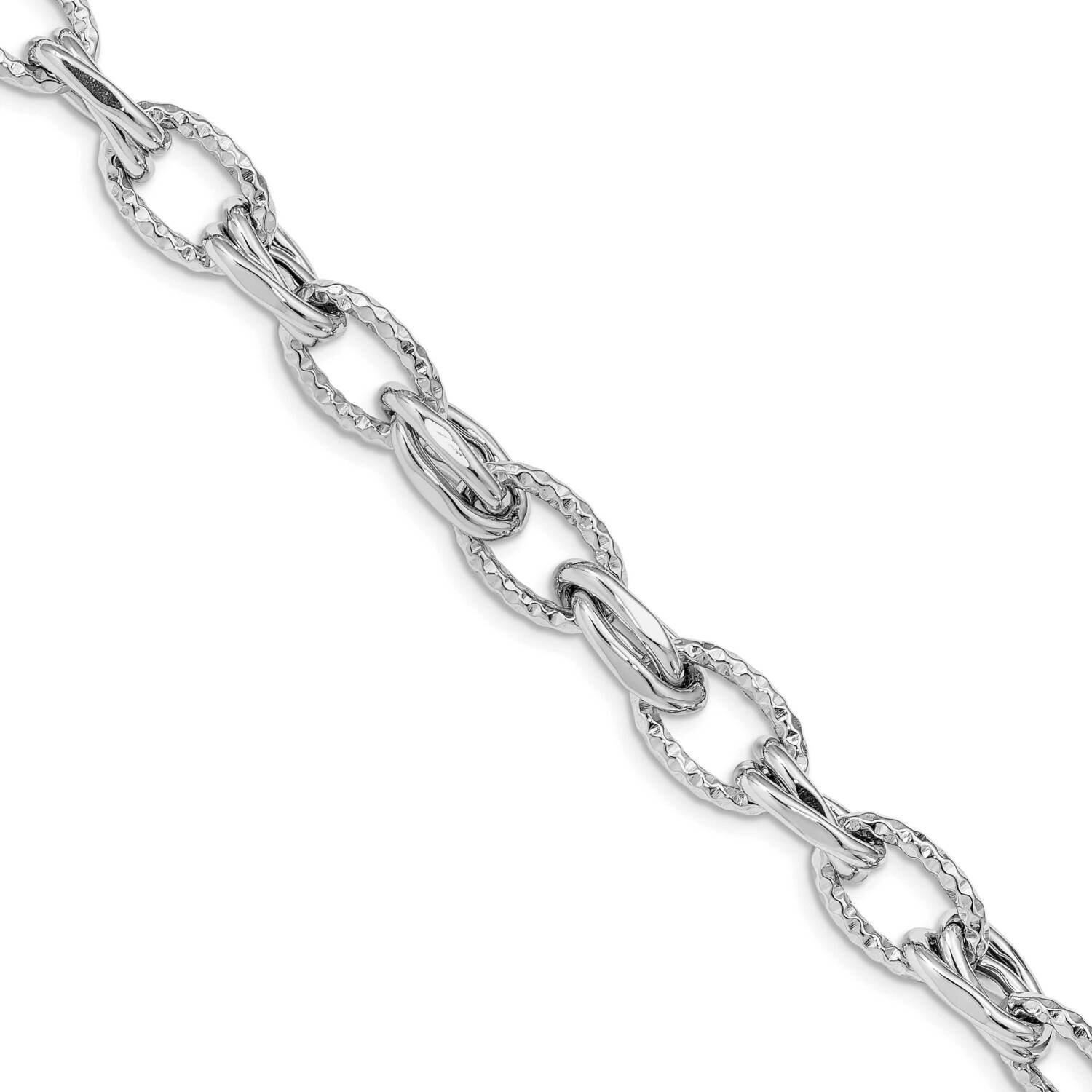 Leslie&#39;s Diamond-cut Polished with .5 Inch Extender Bracelet Sterling Silver Rhodium-plated HB-QLF1…