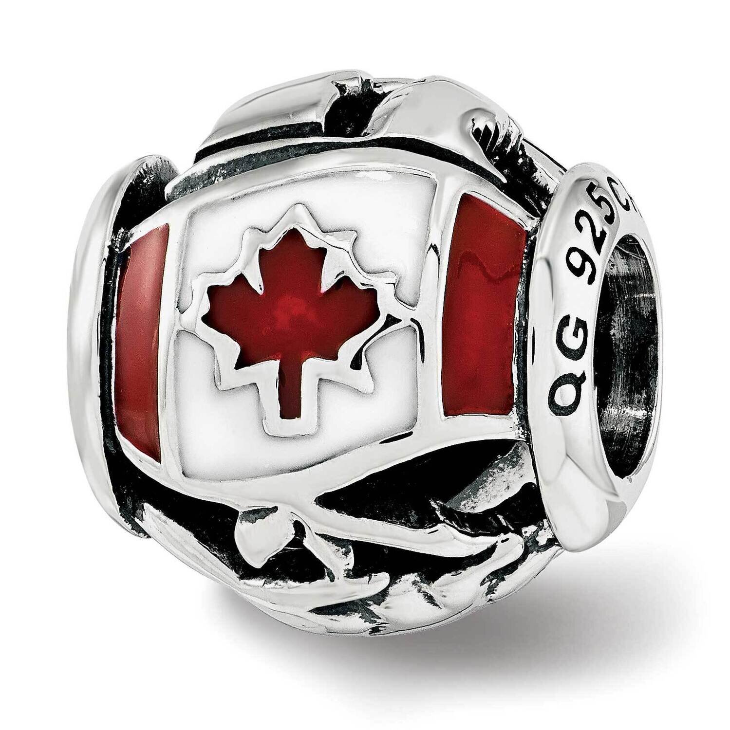 Enameled Canada Theme Bead Sterling Silver QRS3754