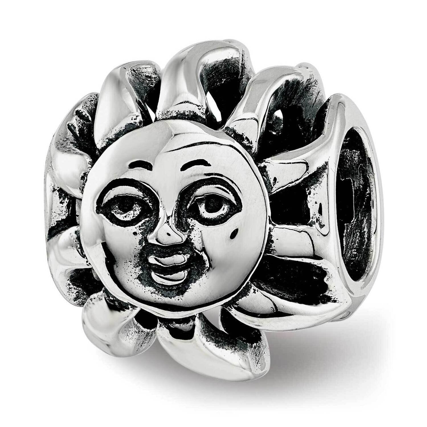 Sun with A Face Bead Sterling Silver QRS3762