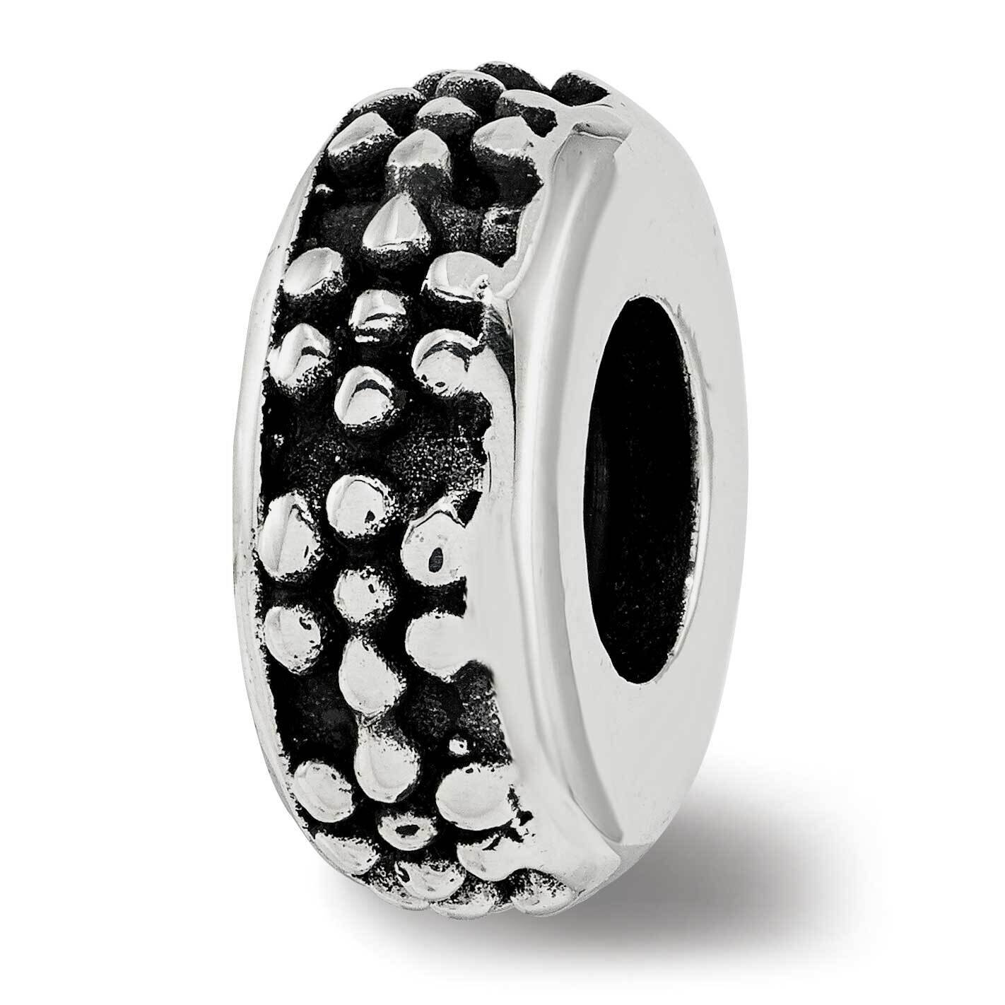 Floral Gripper Bead Sterling Silver Antiqued QRS3783, MPN: QRS3783,