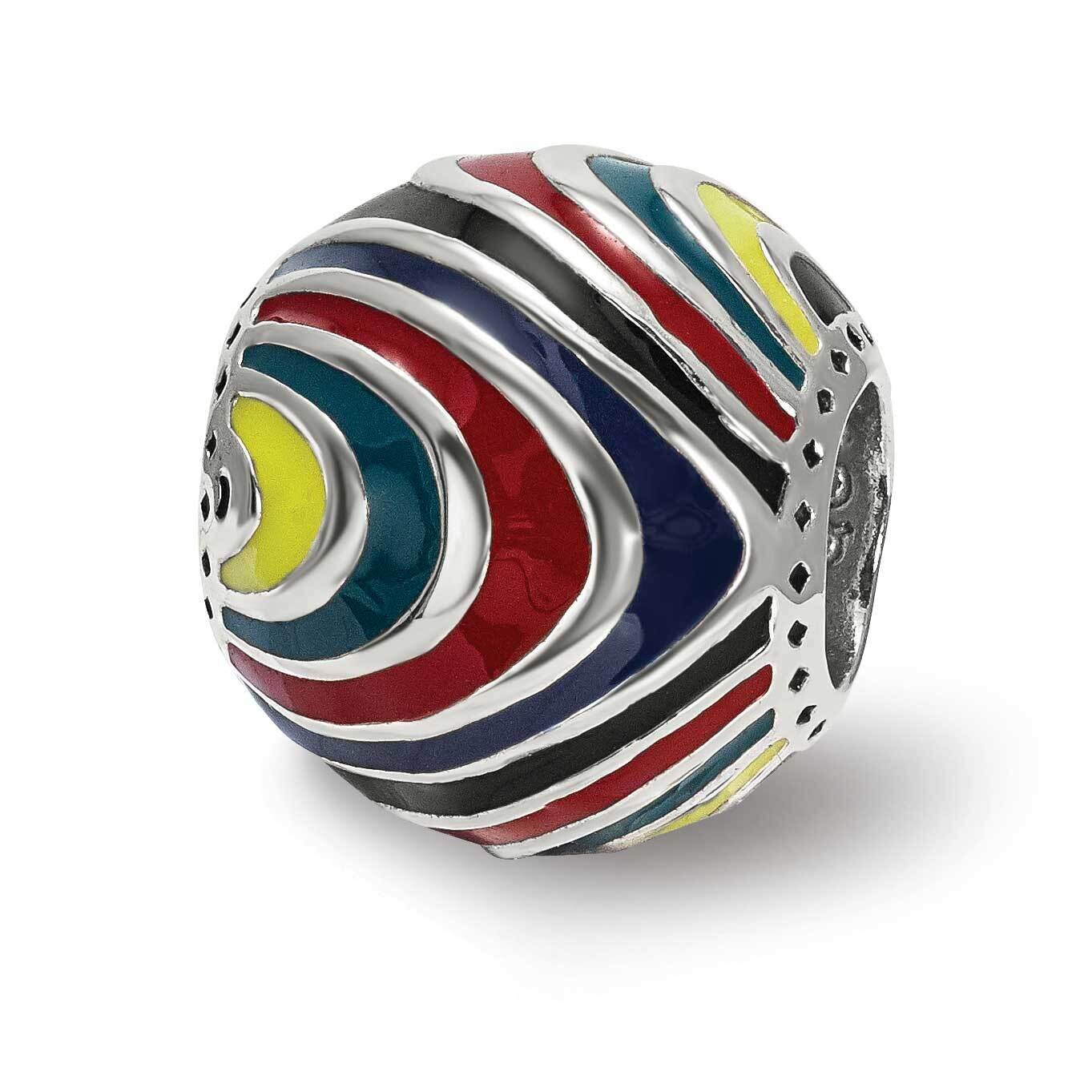 Multi-colored Enameled Silver IP-Plated Bead Sterling Silver QRS3935, MPN: QRS3935,