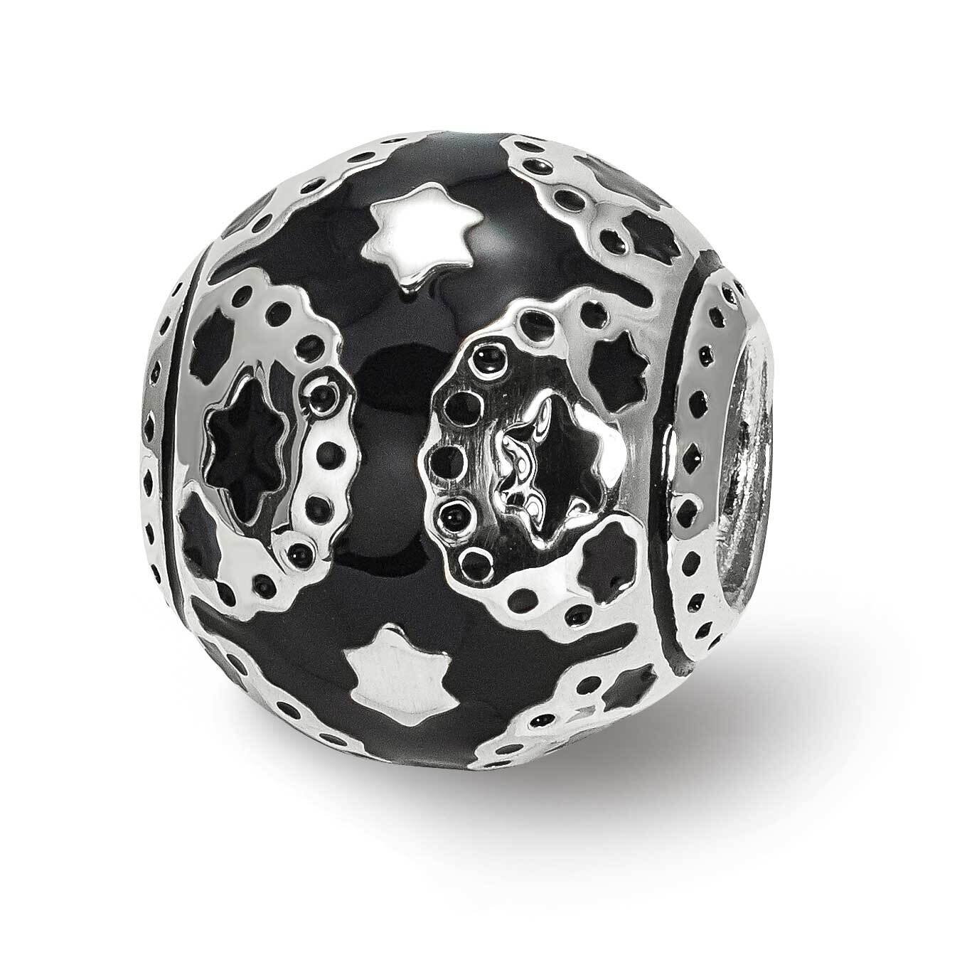 Black Enameled, Silver IP-Plated Lace Bead Sterling Silver QRS3942, MPN: QRS3942,