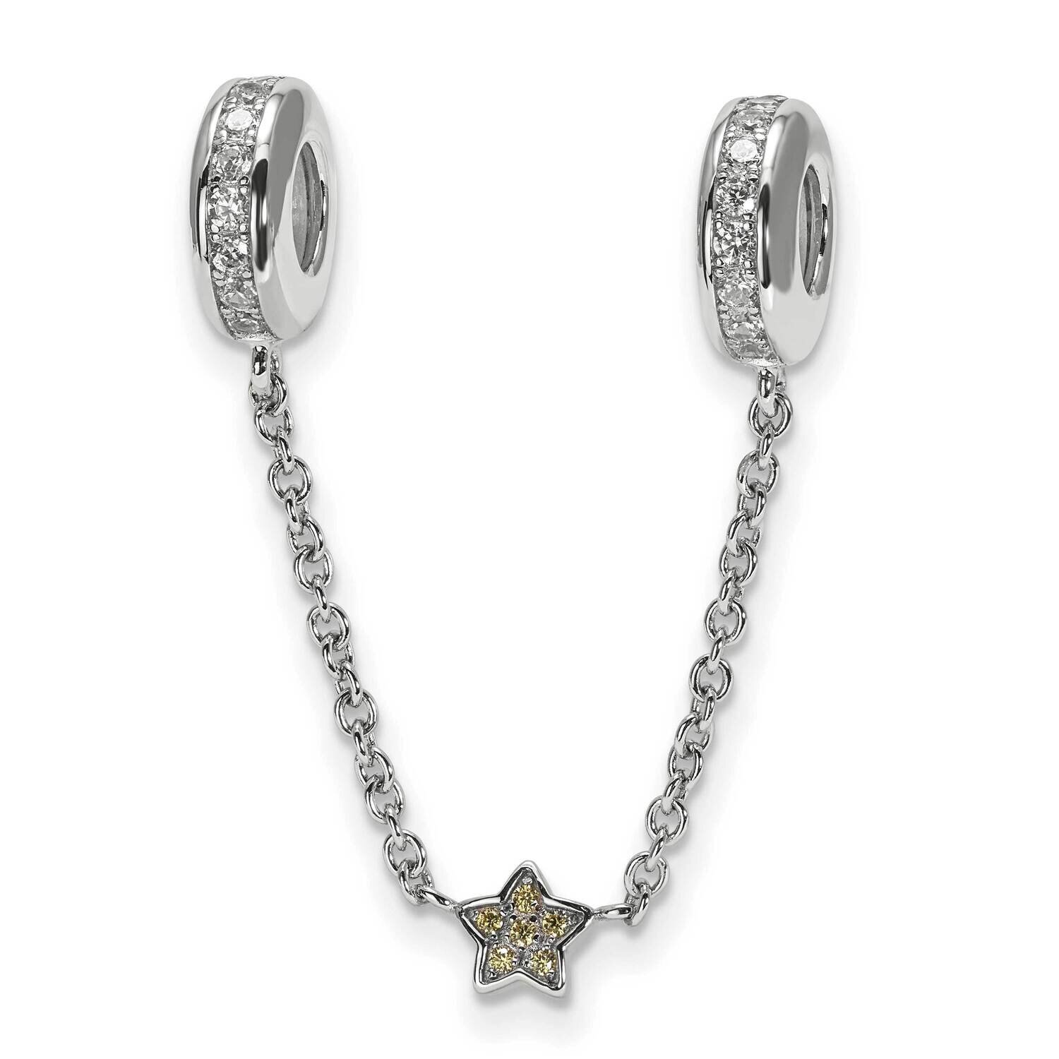 3in Security Chain CZ Diamond accent Beads Sterling Silver QRS3952, MPN: QRS3952, 191101500411