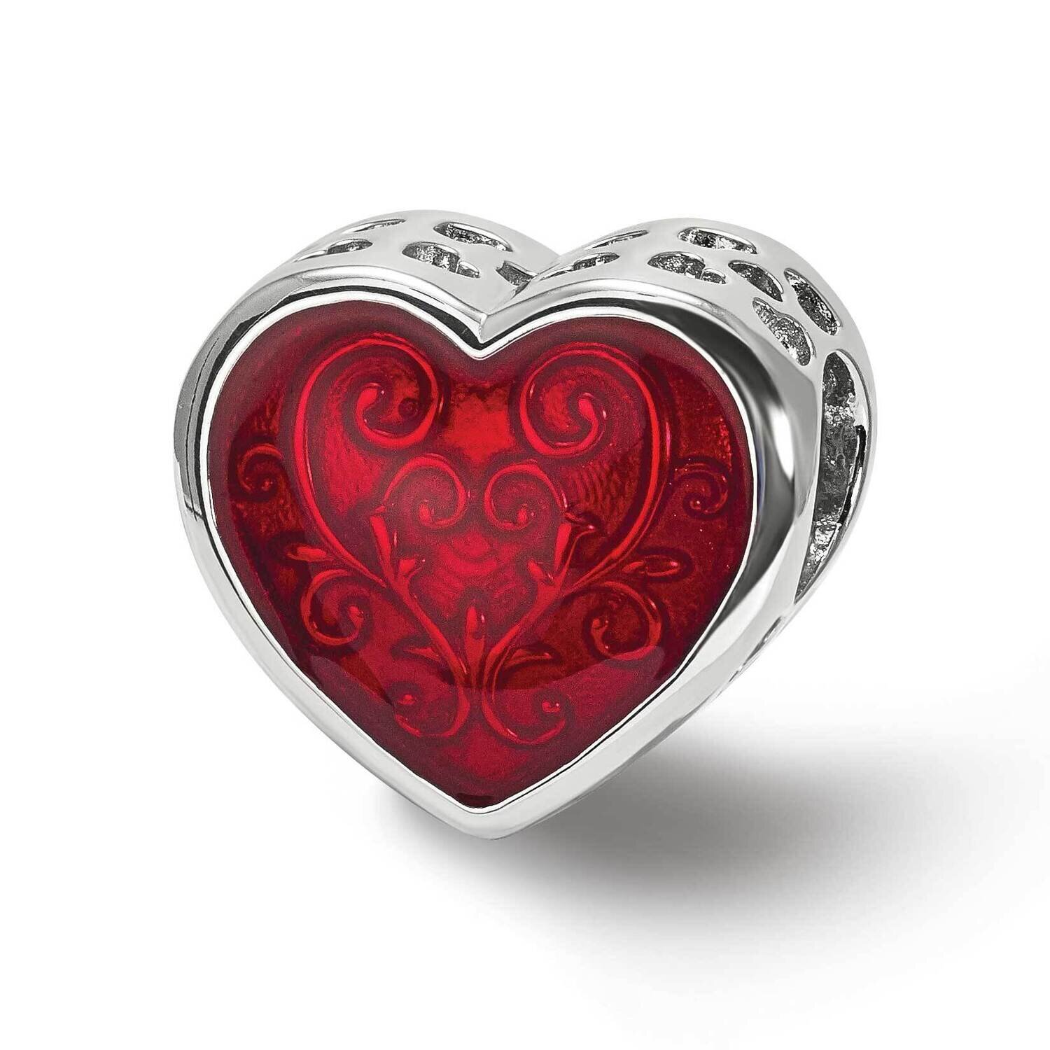 Red Enamel Embelishment Bead Sterling Silver QRS3957