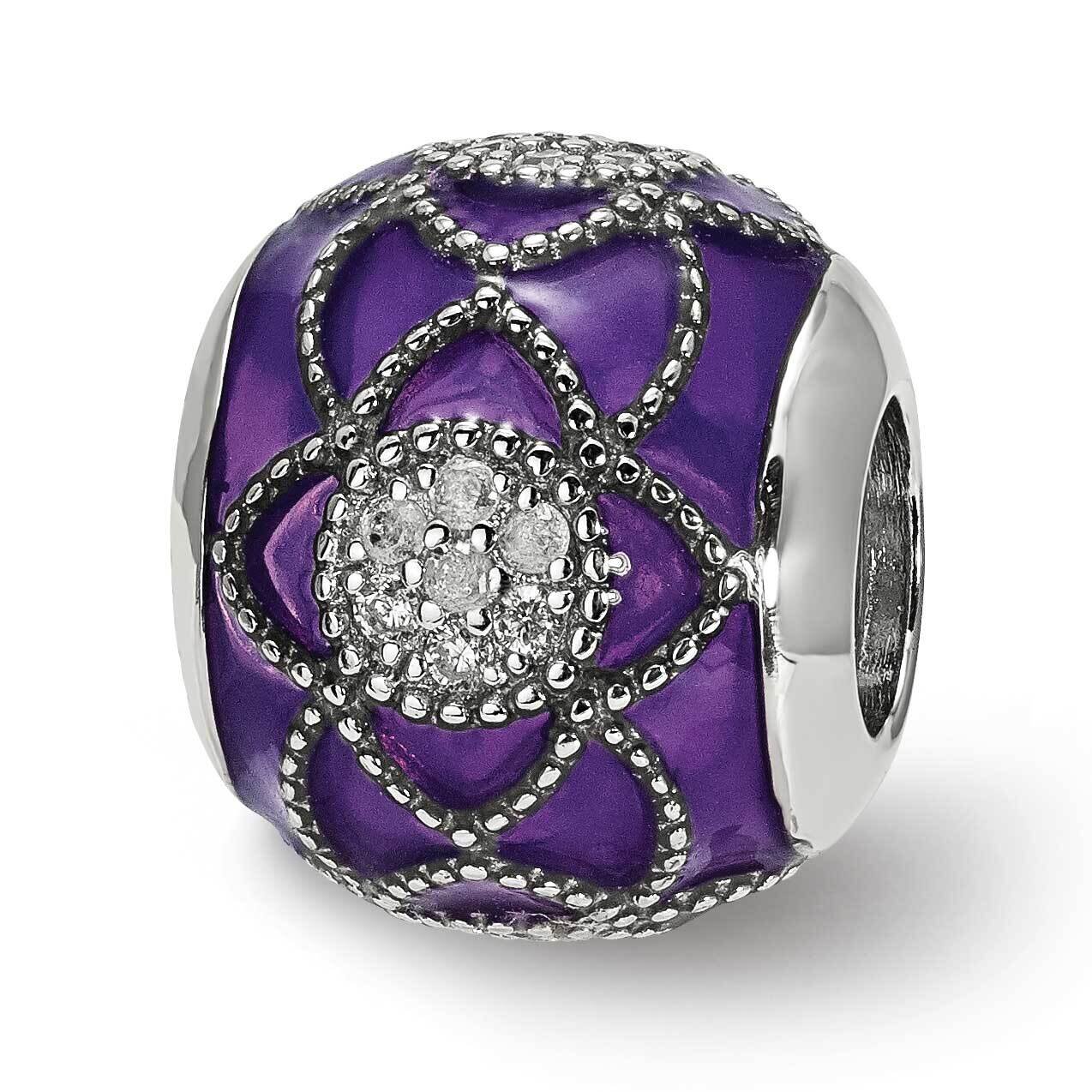 CZ Diamonds Purple Enameled Bead Sterling Silver QRS3963, MPN: QRS3963,