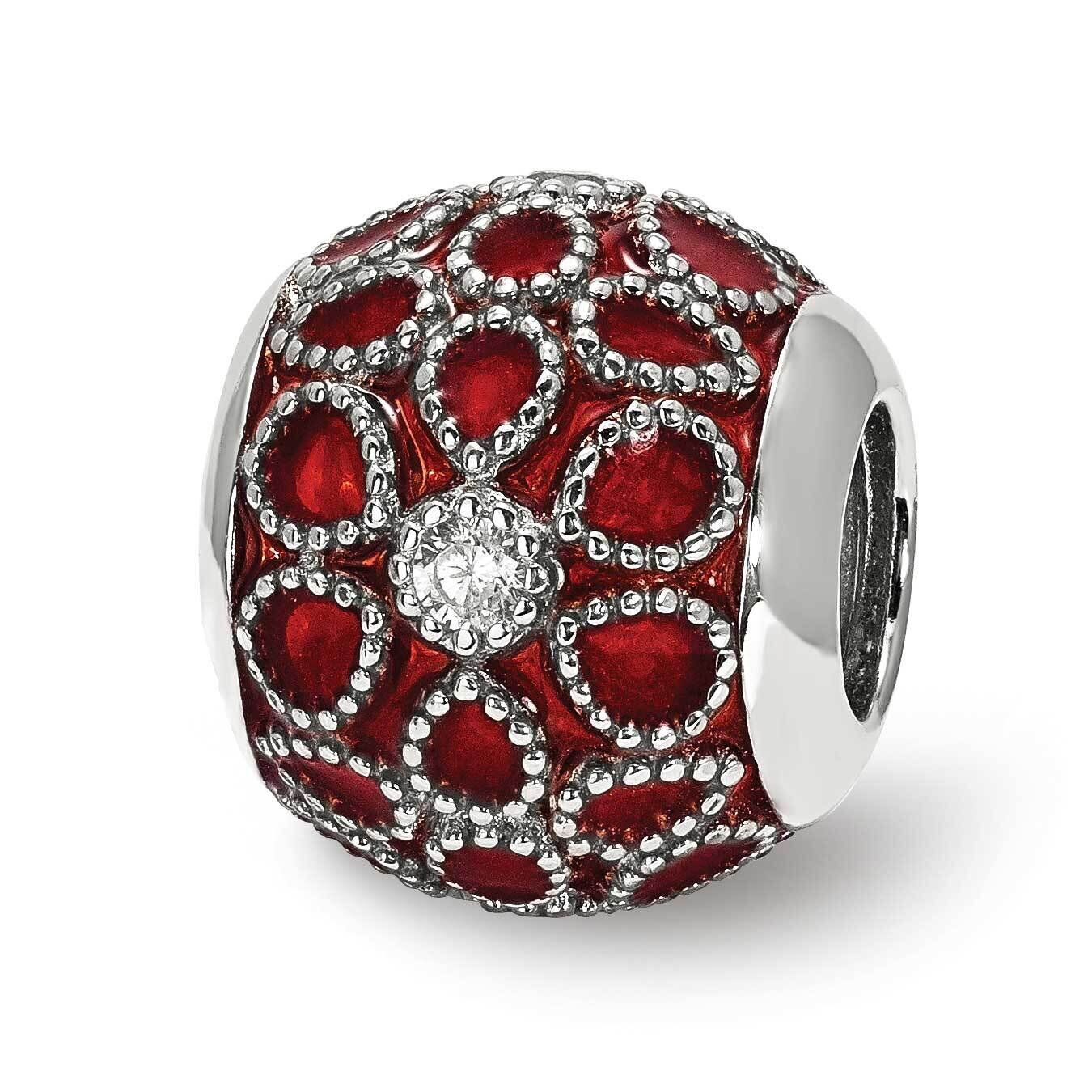 CZ Diamonds Orange Enameled Bead Sterling Silver QRS3966, MPN: QRS3966,