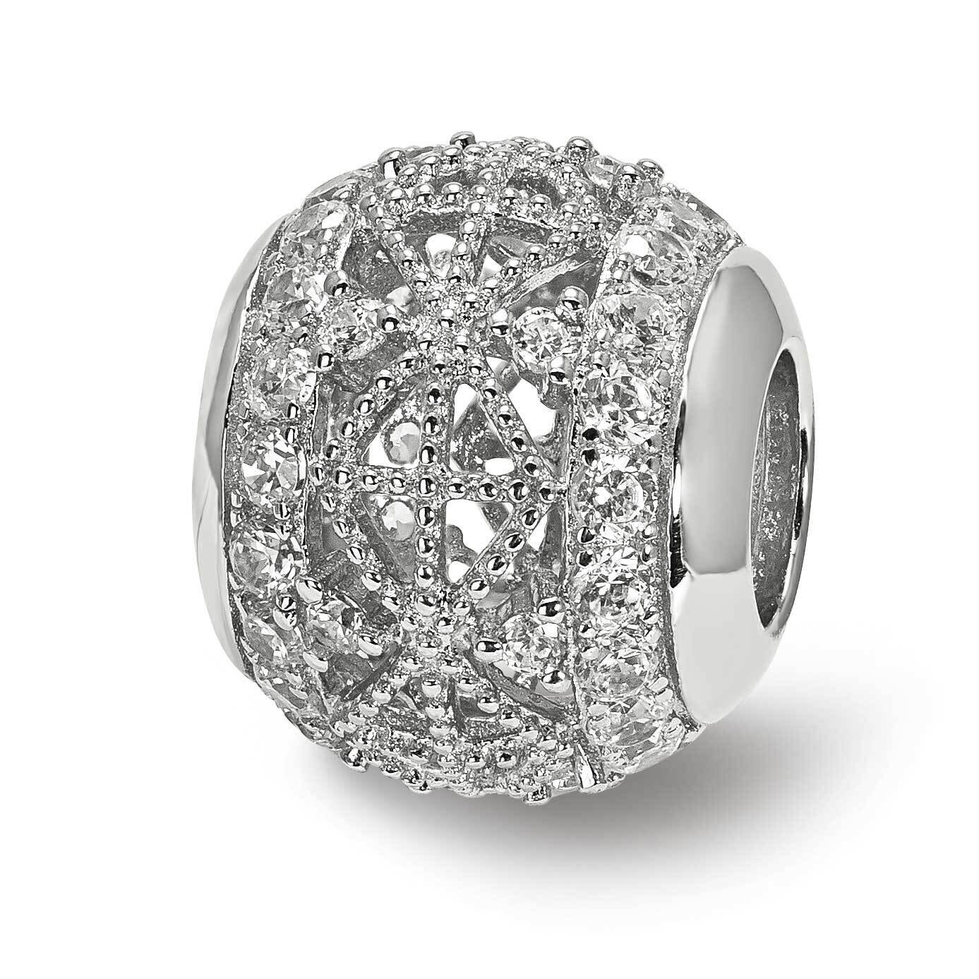 Laser Cut CZ Diamond Bead Sterling Silver QRS3970, MPN: QRS3970,