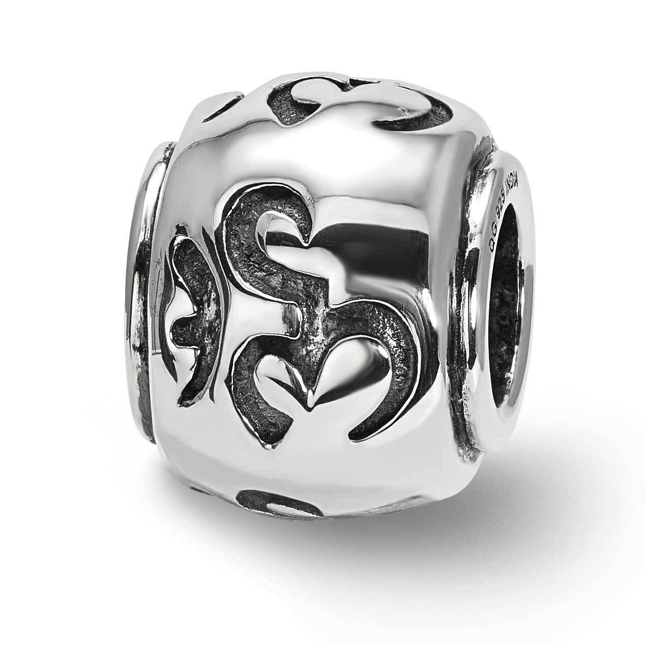 Om Bead Sterling Silver Antiqued QRS3993