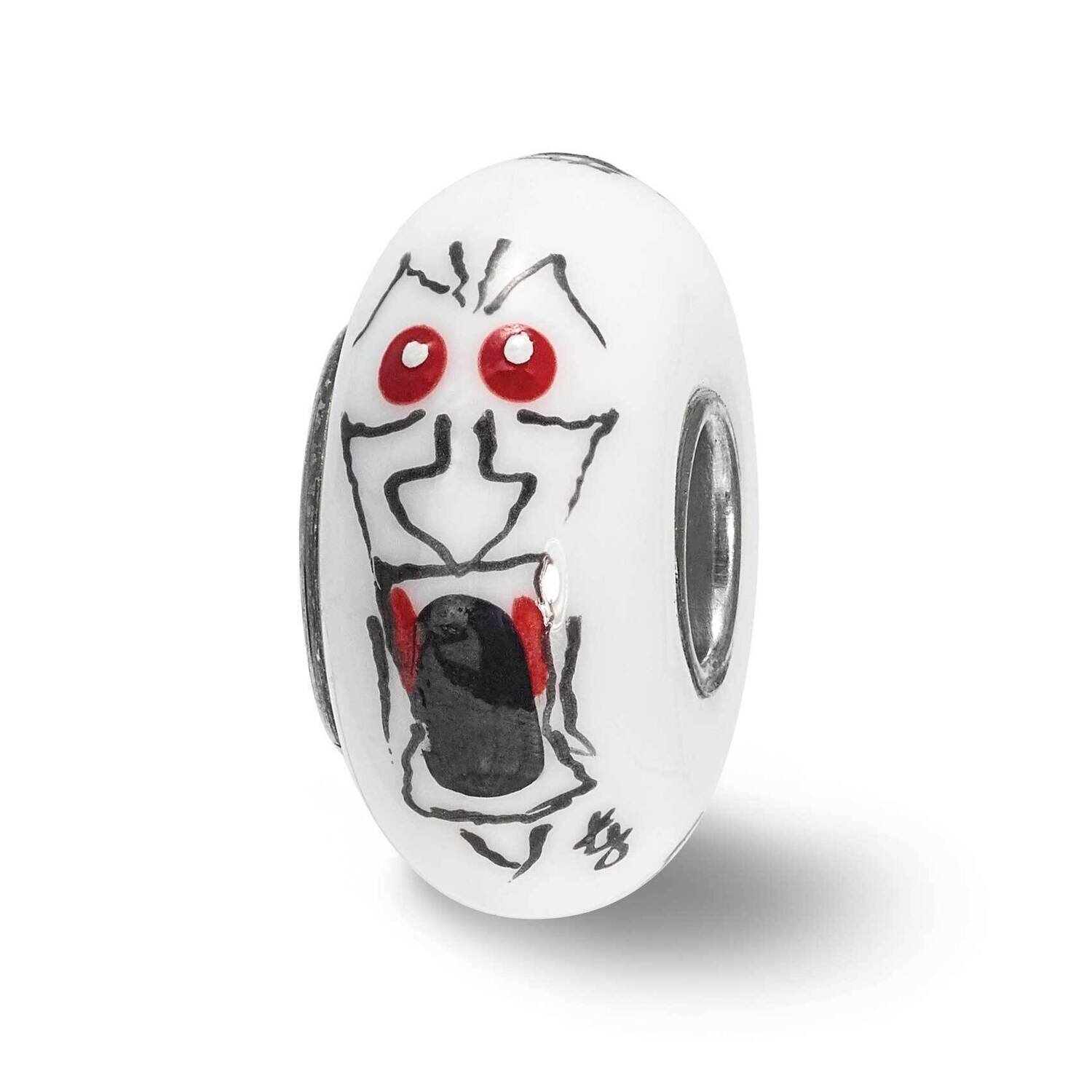 Ghouls, White Glass Bead Sterling Silver Hand Painted QRS4000