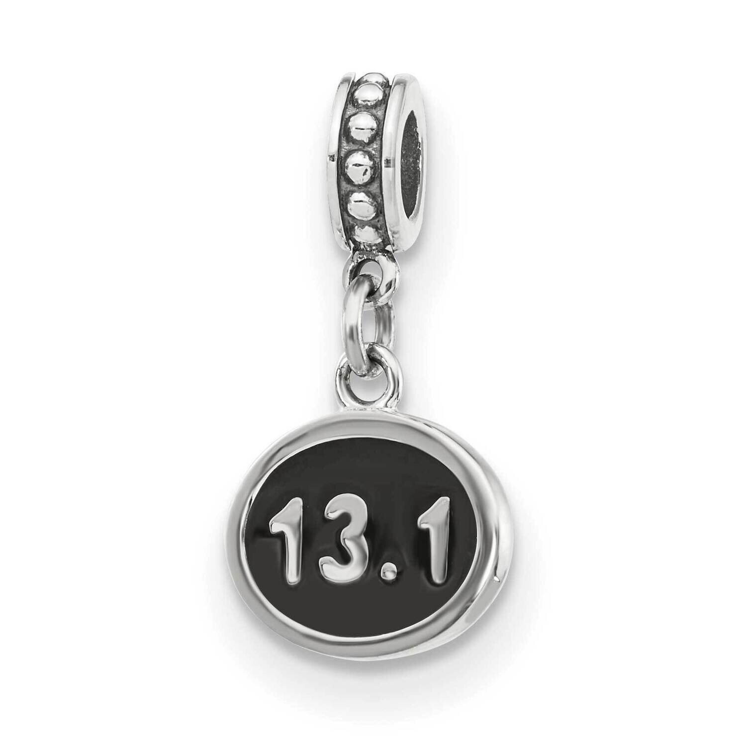 Black Enameled Half Marathon Dangle Charm Sterling Silver QRS4039, MPN: QRS4039,