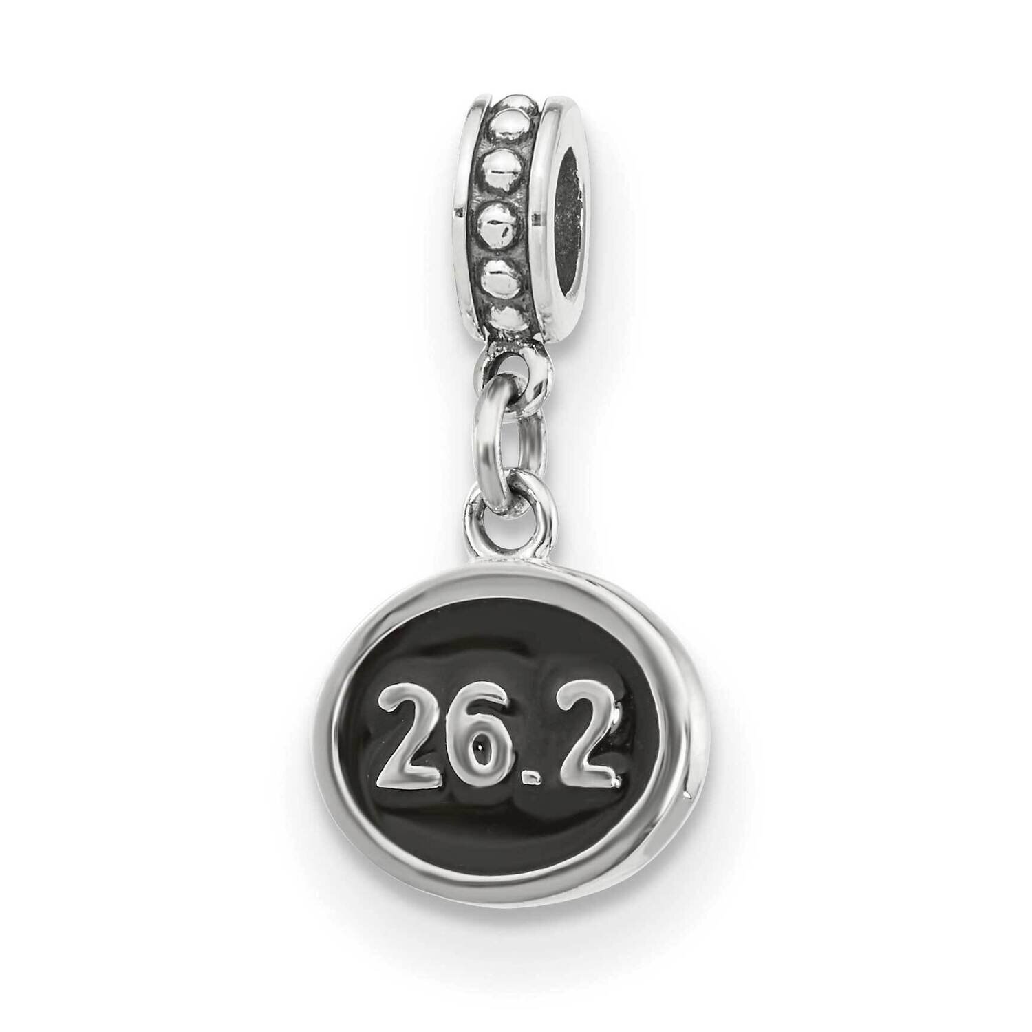 Black Enameled Marathon Dangle Charm Sterling Silver QRS4041, MPN: QRS4041,