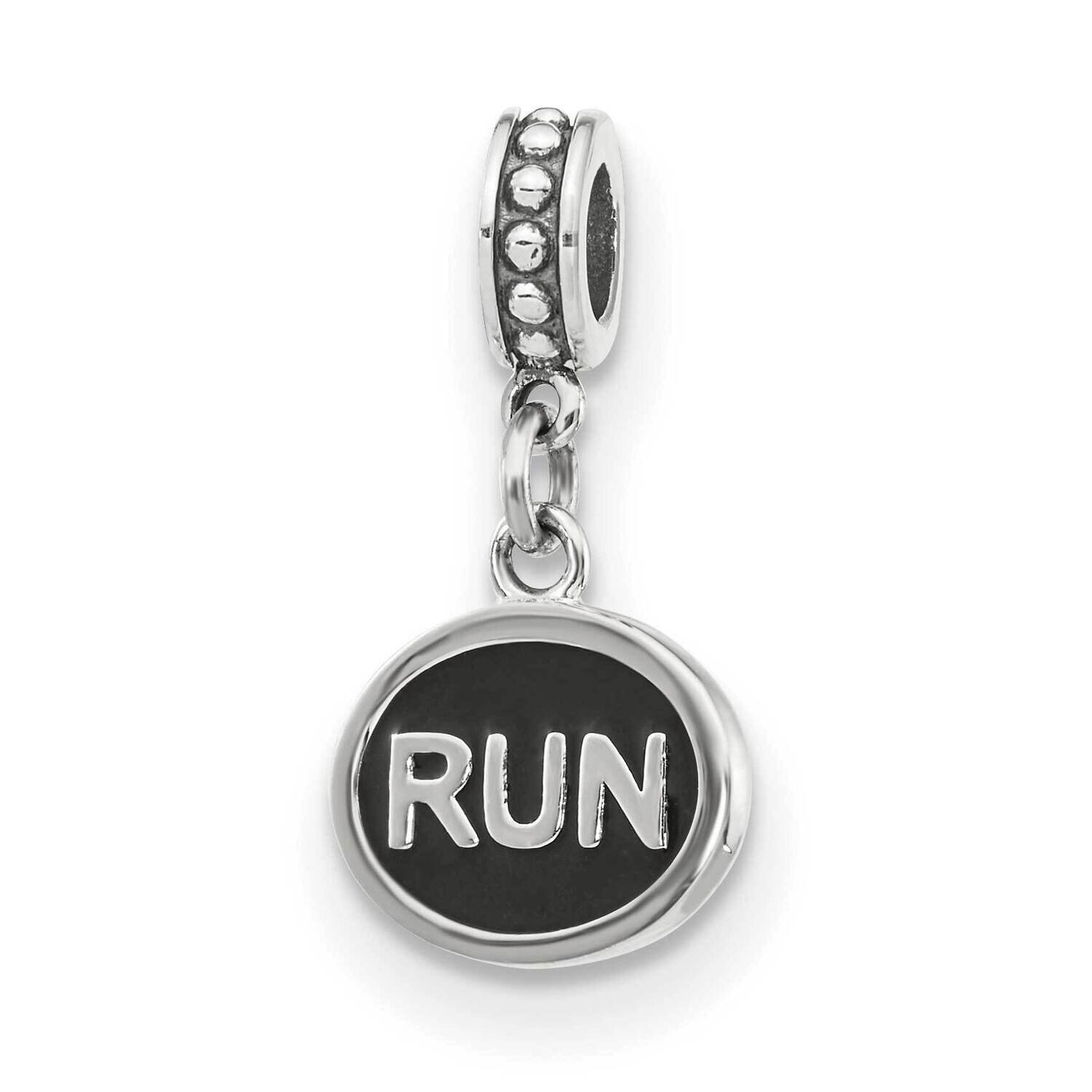 Black Enameled Run Dangle Charm Sterling Silver QRS4043, MPN: QRS4043,