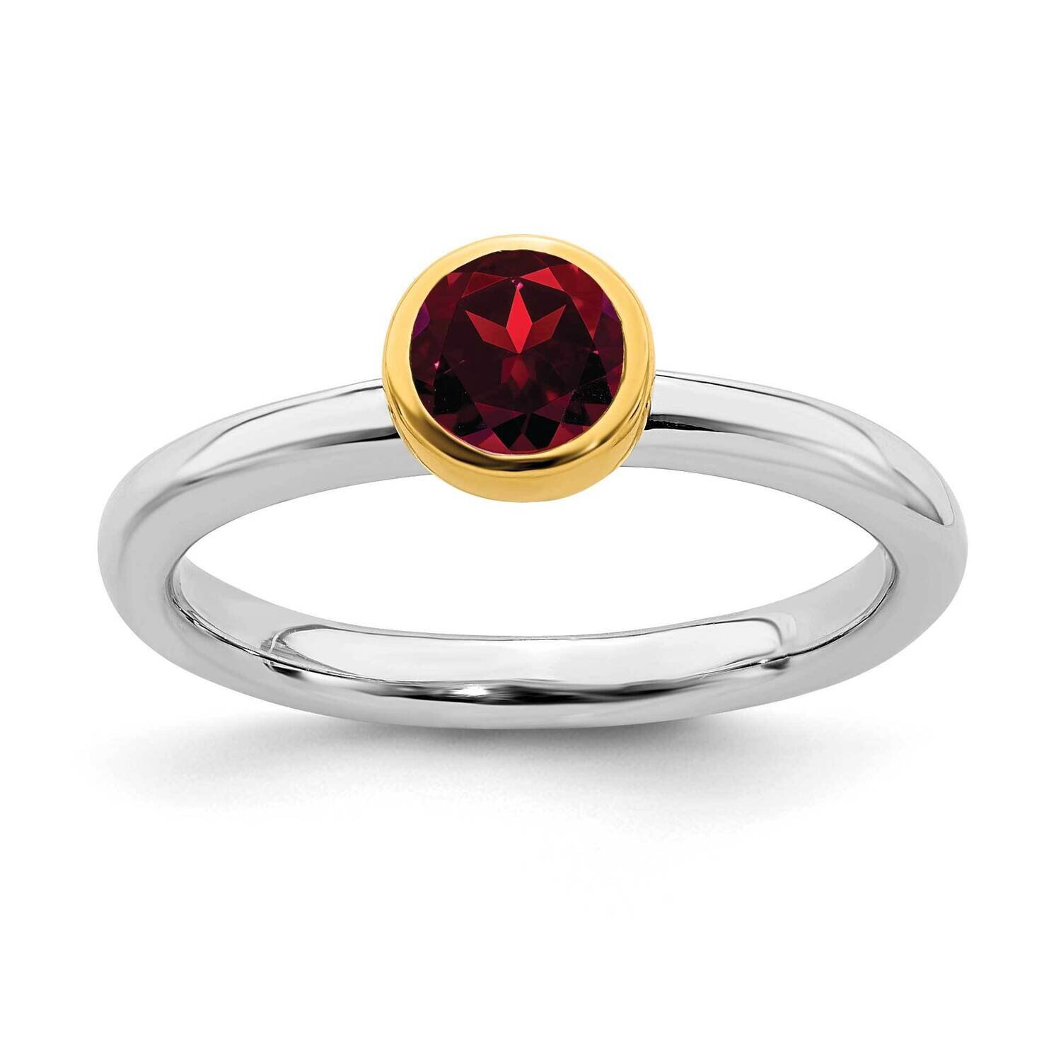 Garnet Ring Sterling Silver Gold-plated QSK1875, MPN: QSK1875, 191101717406