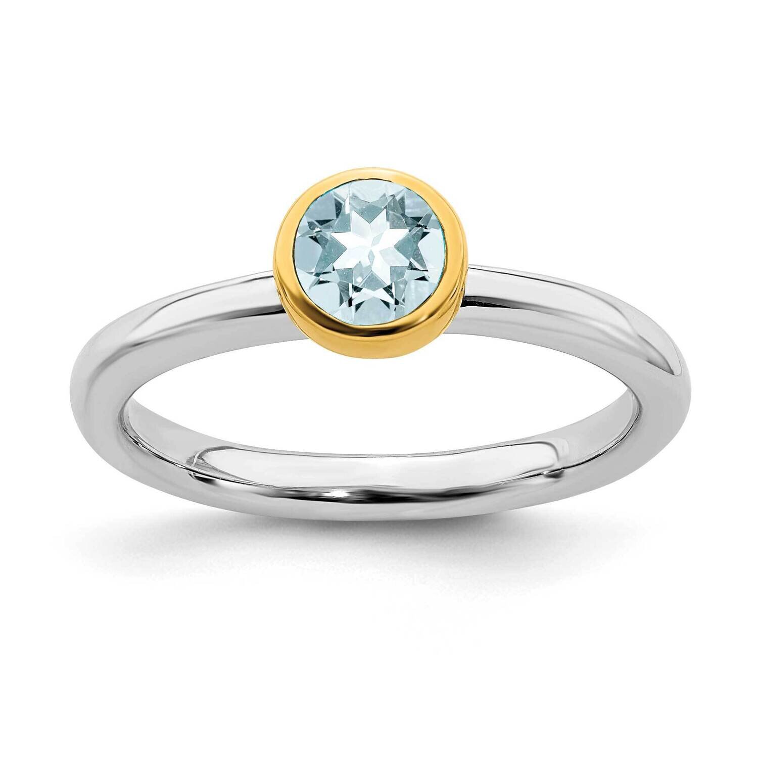 Aquamarine Ring Sterling Silver Gold-plated QSK1877, MPN: QSK1877, 191101717499