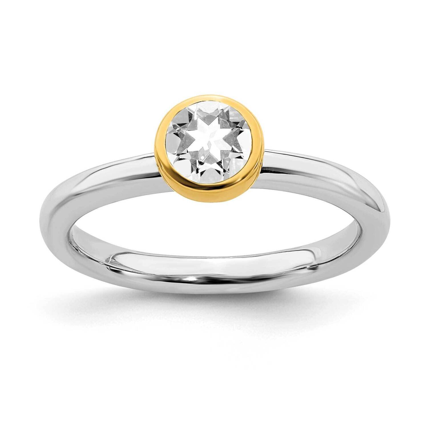 White Topaz Ring Sterling Silver Gold-plated QSK1878, MPN: QSK1878, 191101717581