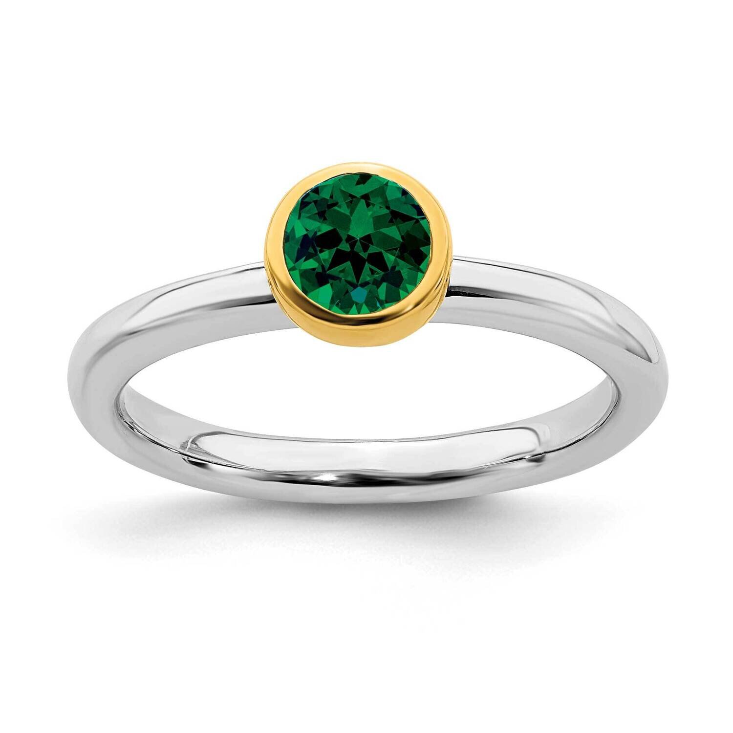 Cr. Emerald Ring Sterling Silver Gold-plated QSK1879, MPN: QSK1879, 191101717628