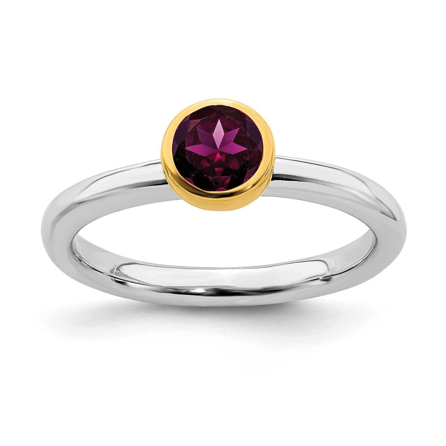 Rhod. Garnet Ring Sterling Silver Gold-plated QSK1880, MPN: QSK1880, 191101717673