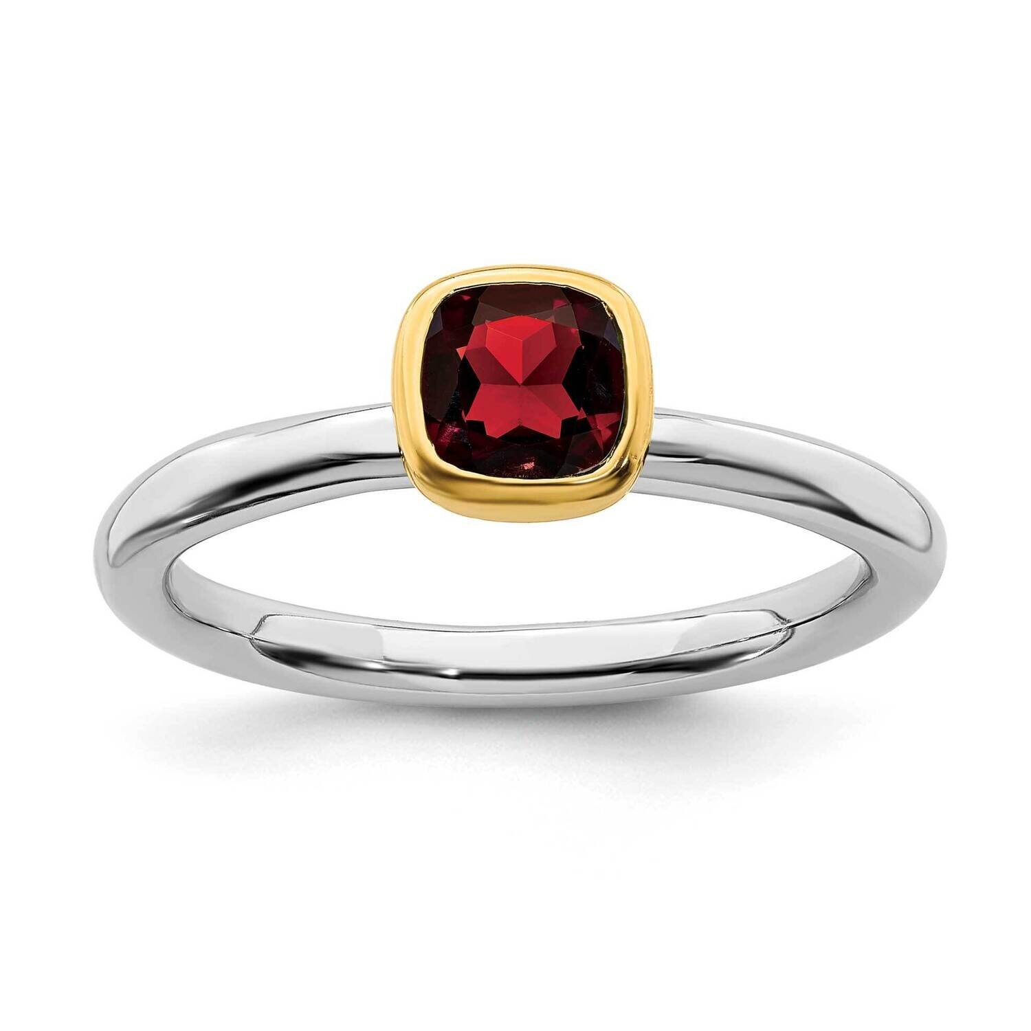 Garnet Ring Sterling Silver Gold-plated QSK1887, MPN: QSK1887, 191101718083