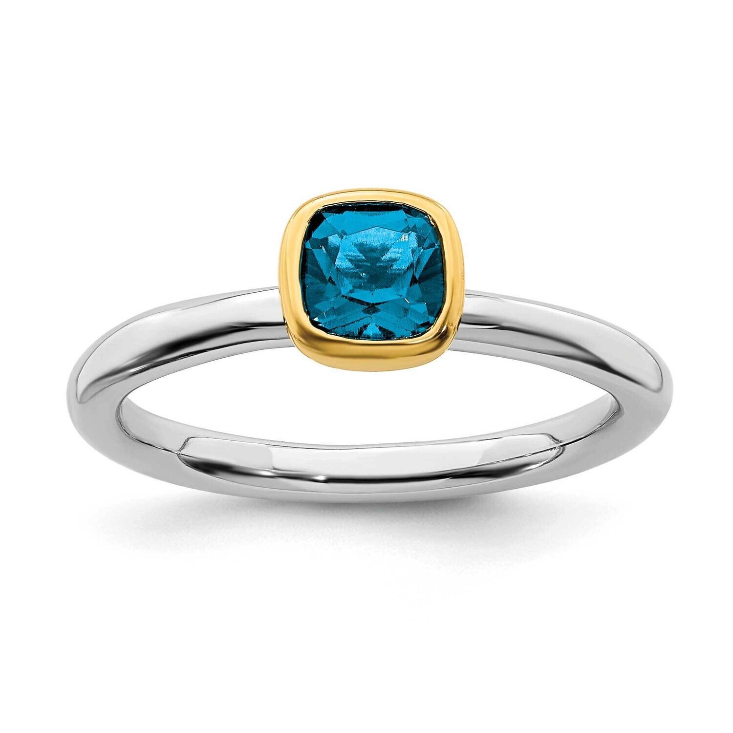 Blue Topaz Ring Sterling Silver Gold-plated QSK1898, MPN: QSK1898, 191101718748