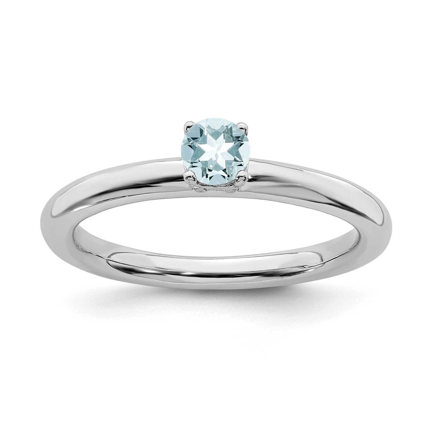 Aquamarine Ring Sterling Silver Rhodium-plated QSK1901, MPN: QSK1901, 191101718953