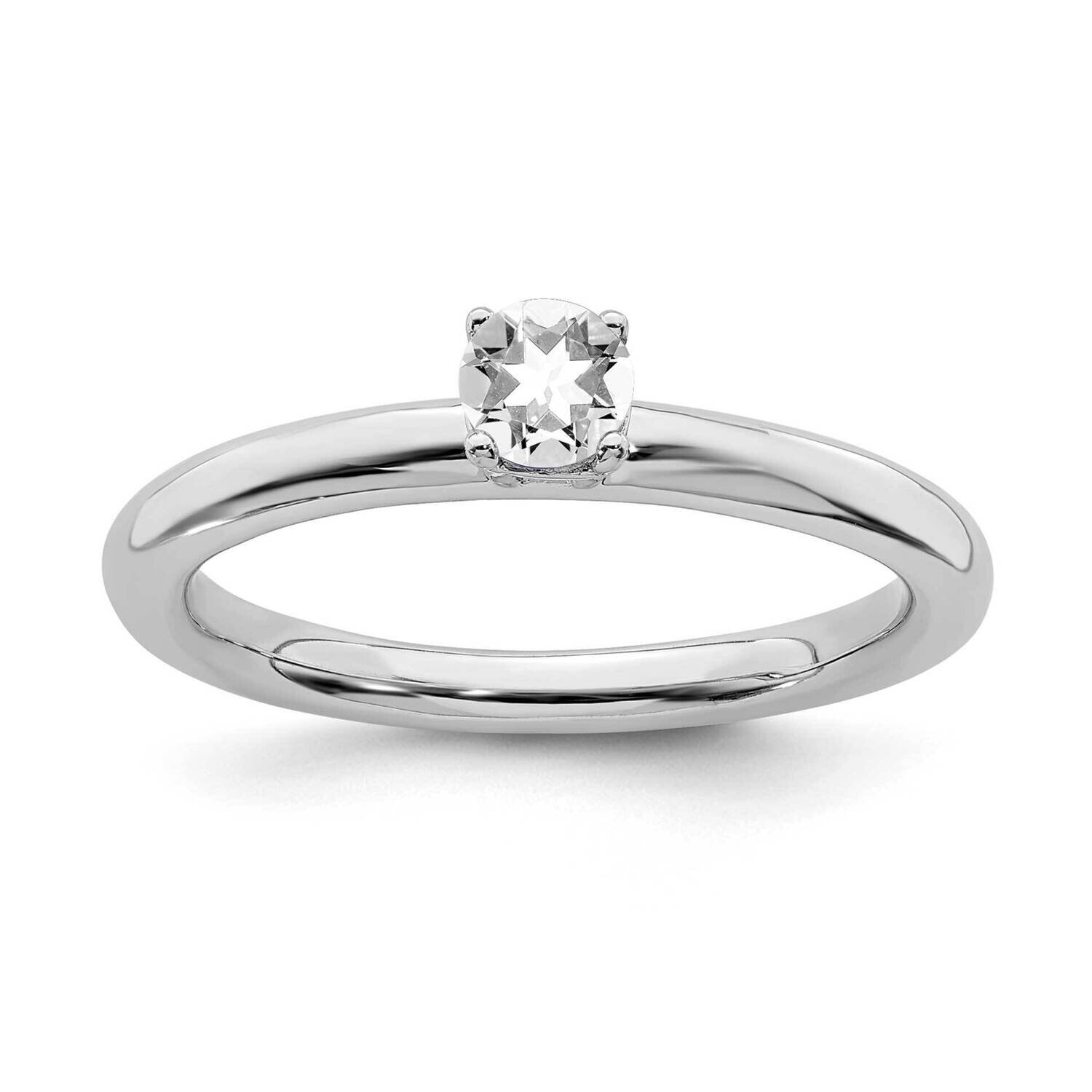White Topaz Ring Sterling Silver Rhodium-plated QSK1902, MPN: QSK1902, 191101718991