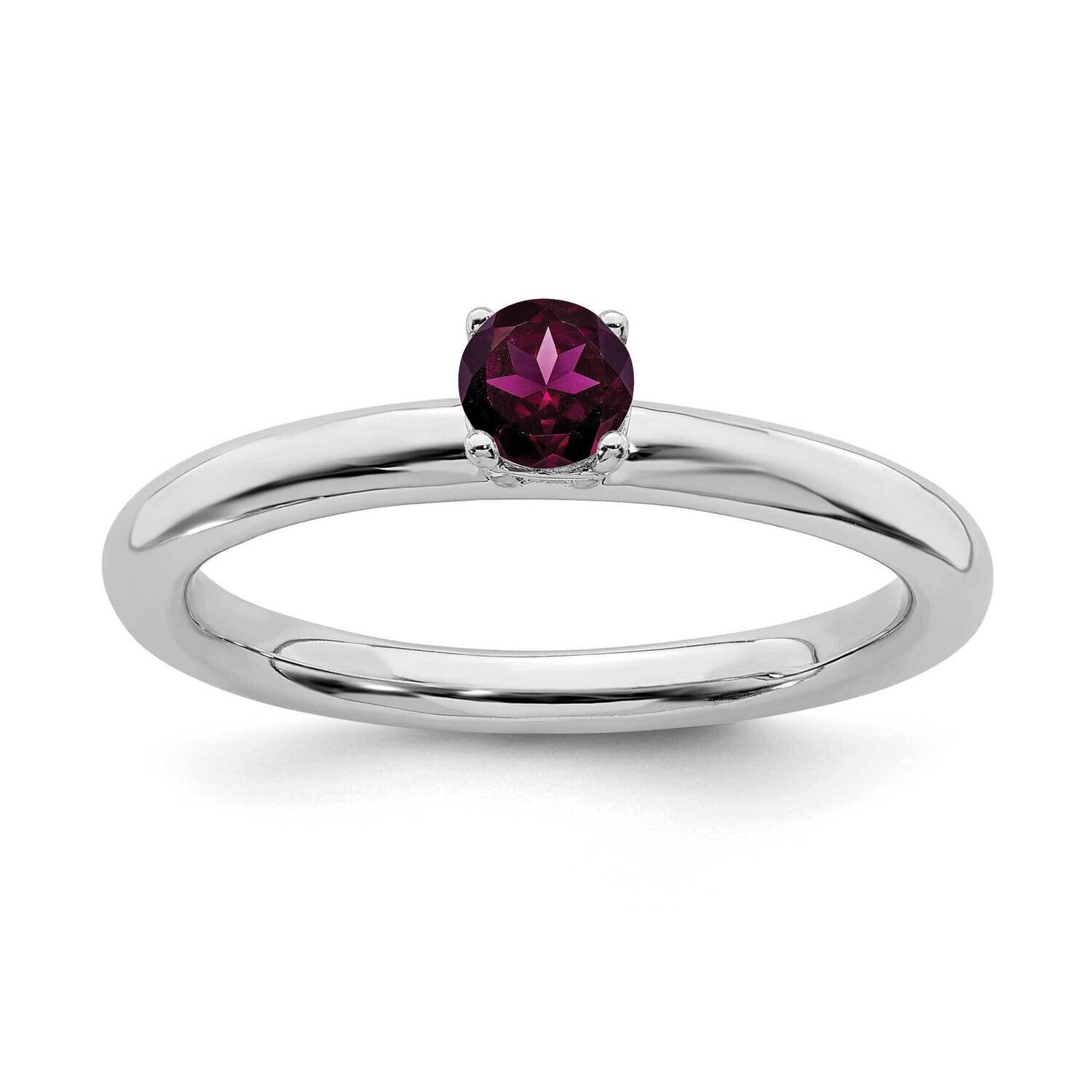Rhodolite Garnet Ring Sterling Silver Rhodium-plated QSK1904, MPN: QSK1904, 191101719158