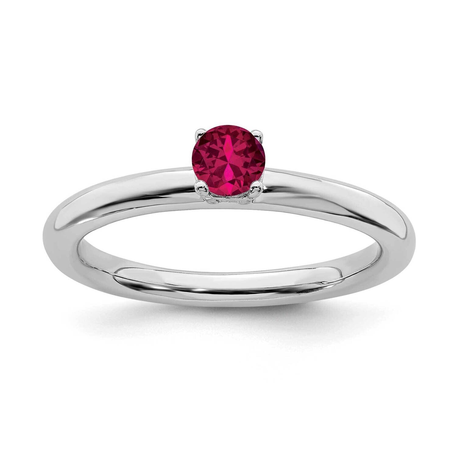 Cr. Ruby Ring Sterling Silver Rhodium-plated QSK1905, MPN: QSK1905, 191101719196