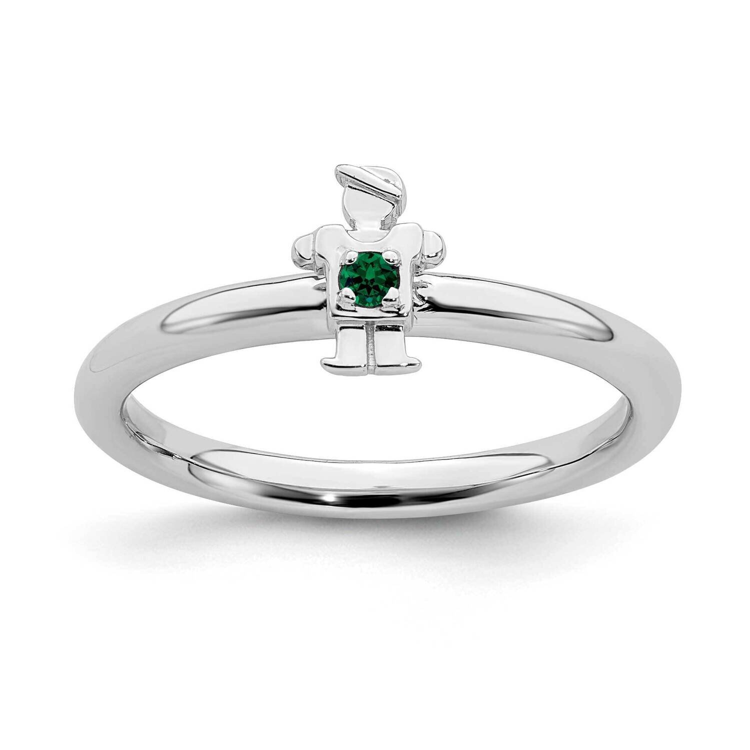 Cr. Emerald Boy Ring Sterling Silver Rhodium-plated QSK1915, MPN: QSK1915, 191101719769