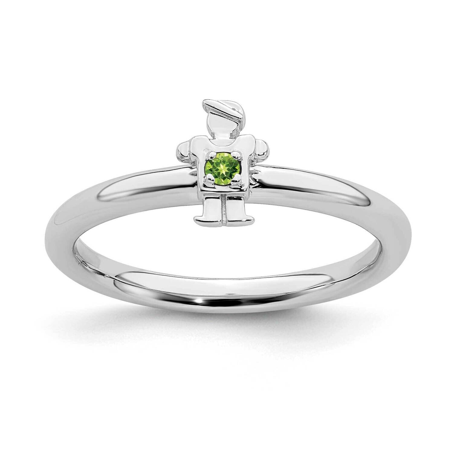 Peridot Boy Ring Sterling Silver Rhodium-plated QSK1918, MPN: QSK1918, 191101719943