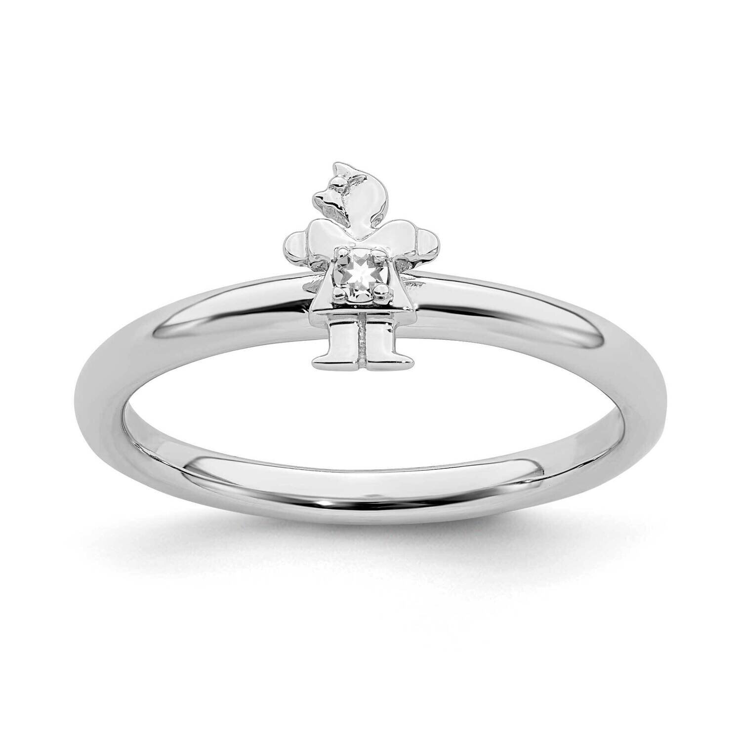 White Topaz Girl Ring Sterling Silver Rhodium-plated QSK1926, MPN: QSK1926, 191101720420