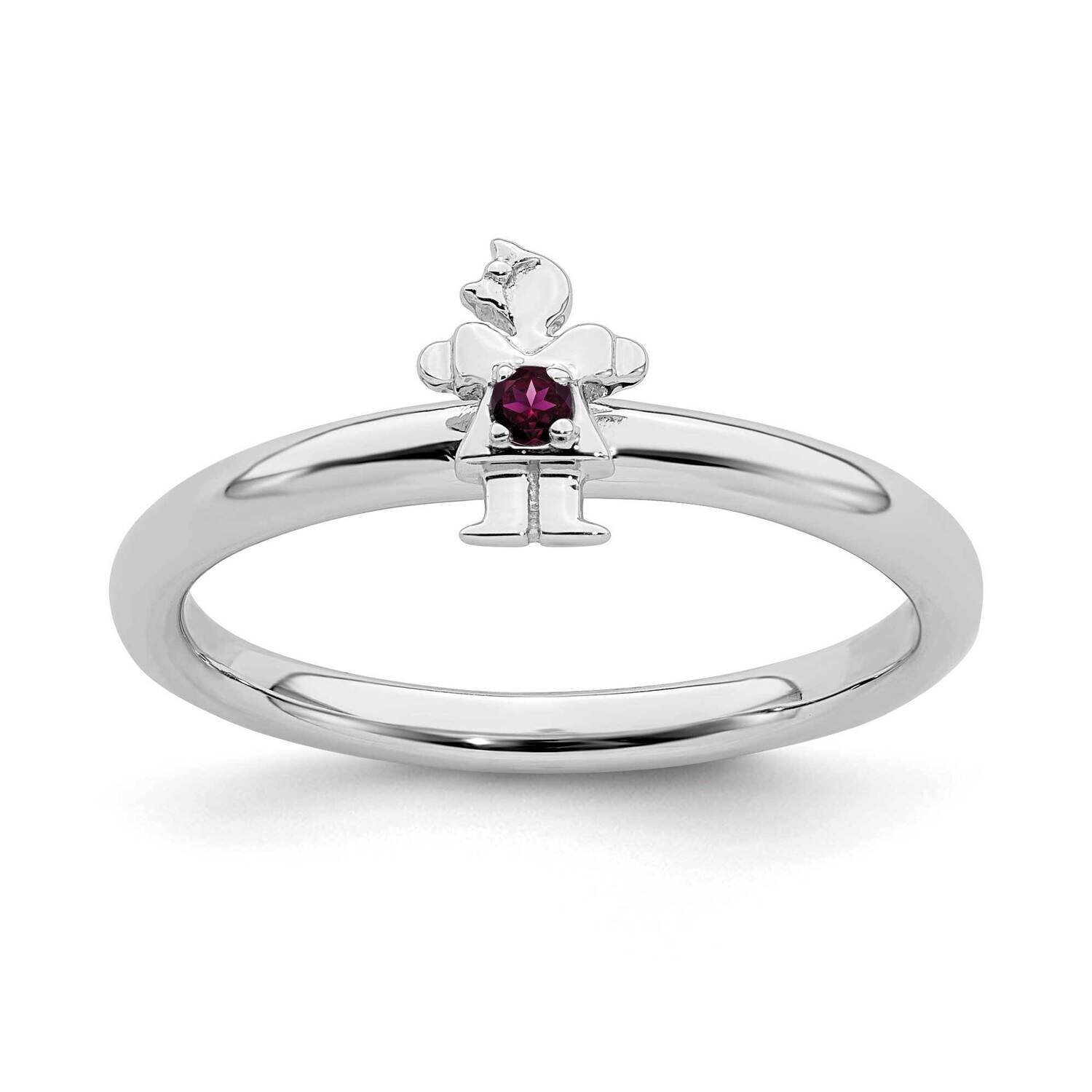 Rhodolite Garnet Girl Ring Sterling Silver Rhodium-plated QSK1928, MPN: QSK1928, 191101720567