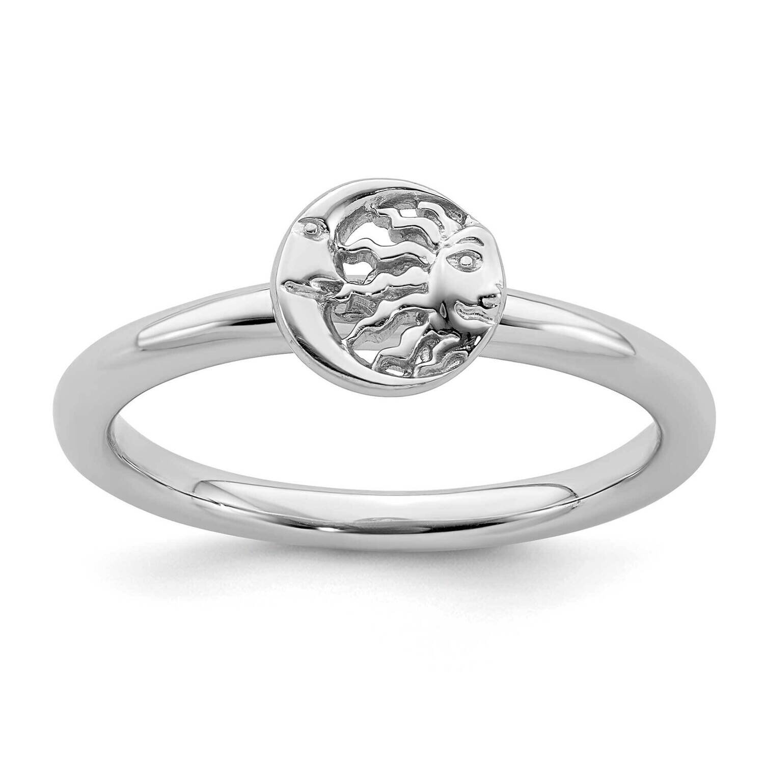 Sun Moon Ring Sterling Silver Rhodium-plated QSK1943, MPN: QSK1943, 191101721441