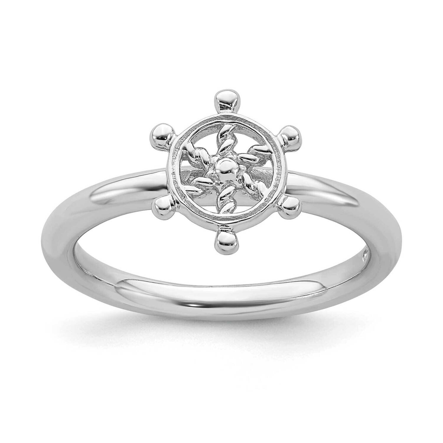 Ship&#39;s Wheel Ring Sterling Silver Rhodium-plated QSK1944, MPN: QSK1944, 191101721502