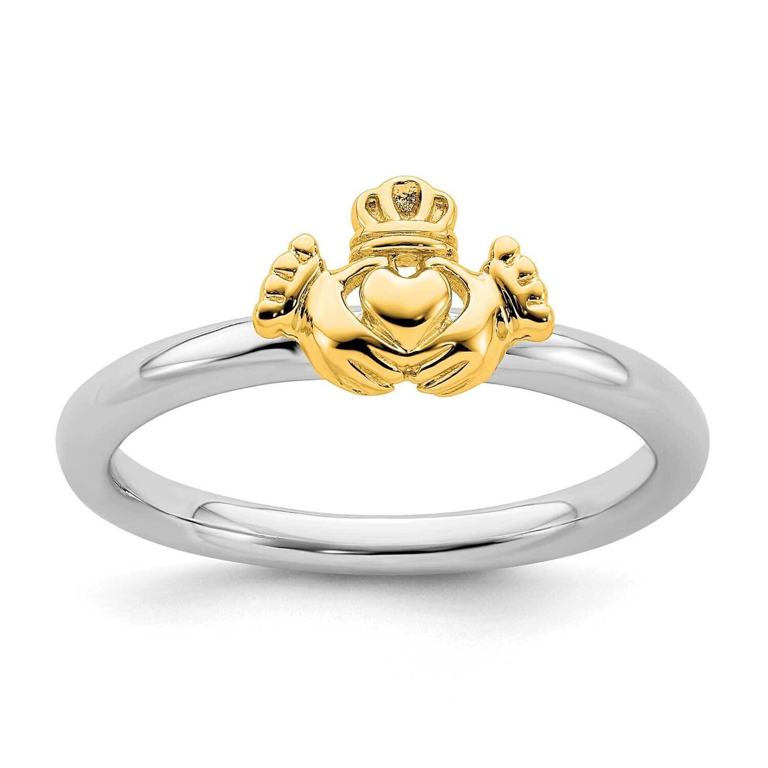 Yellow-plated Claddagh Ring Sterling Silver QSK1945